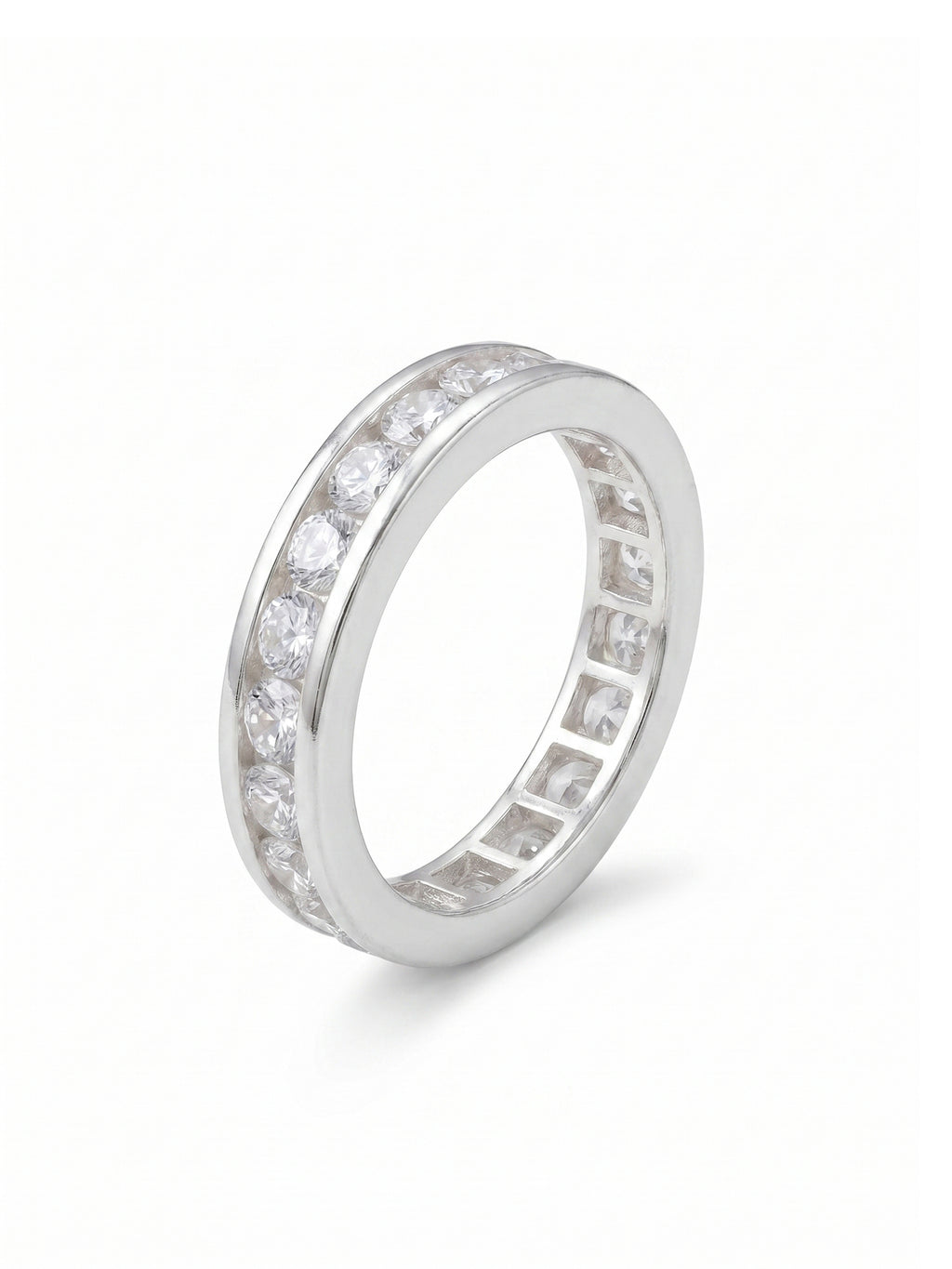 Channel-Set Cubic Zirconia Eternity Band Ring
