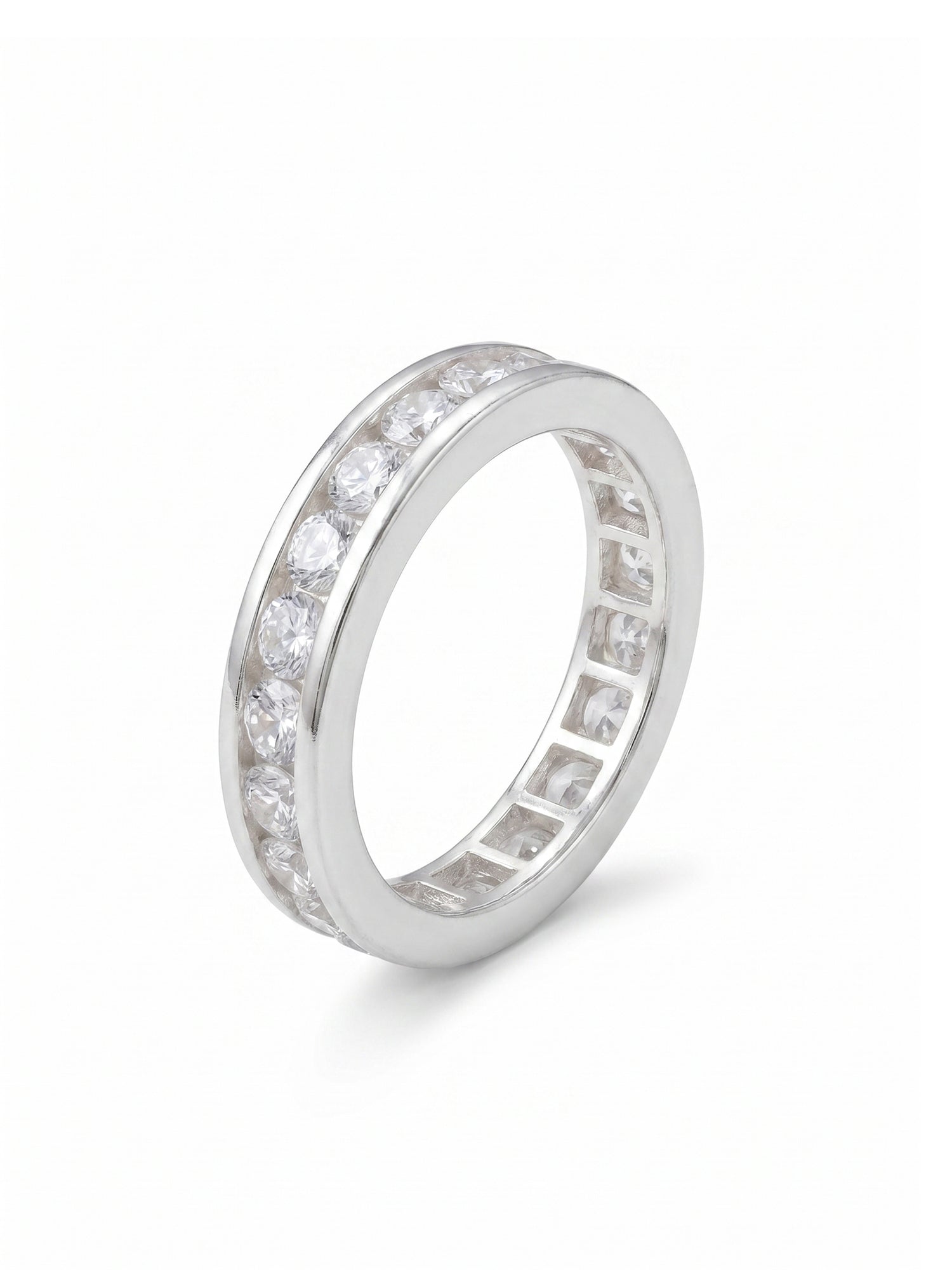 Channel-Set Cubic Zirconia Eternity Band Ring