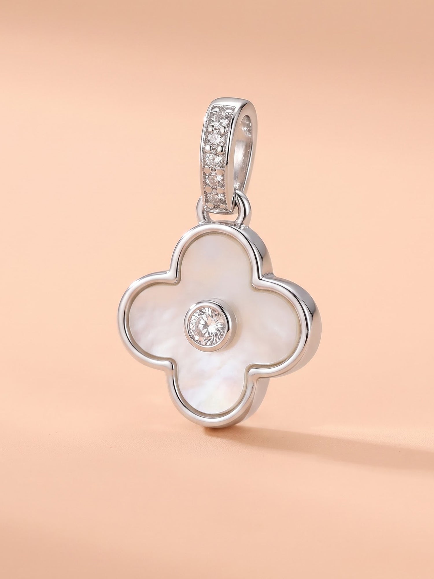 The Luminous Clover Mother-of-Pearl & Cubic Zirconia Pendant
