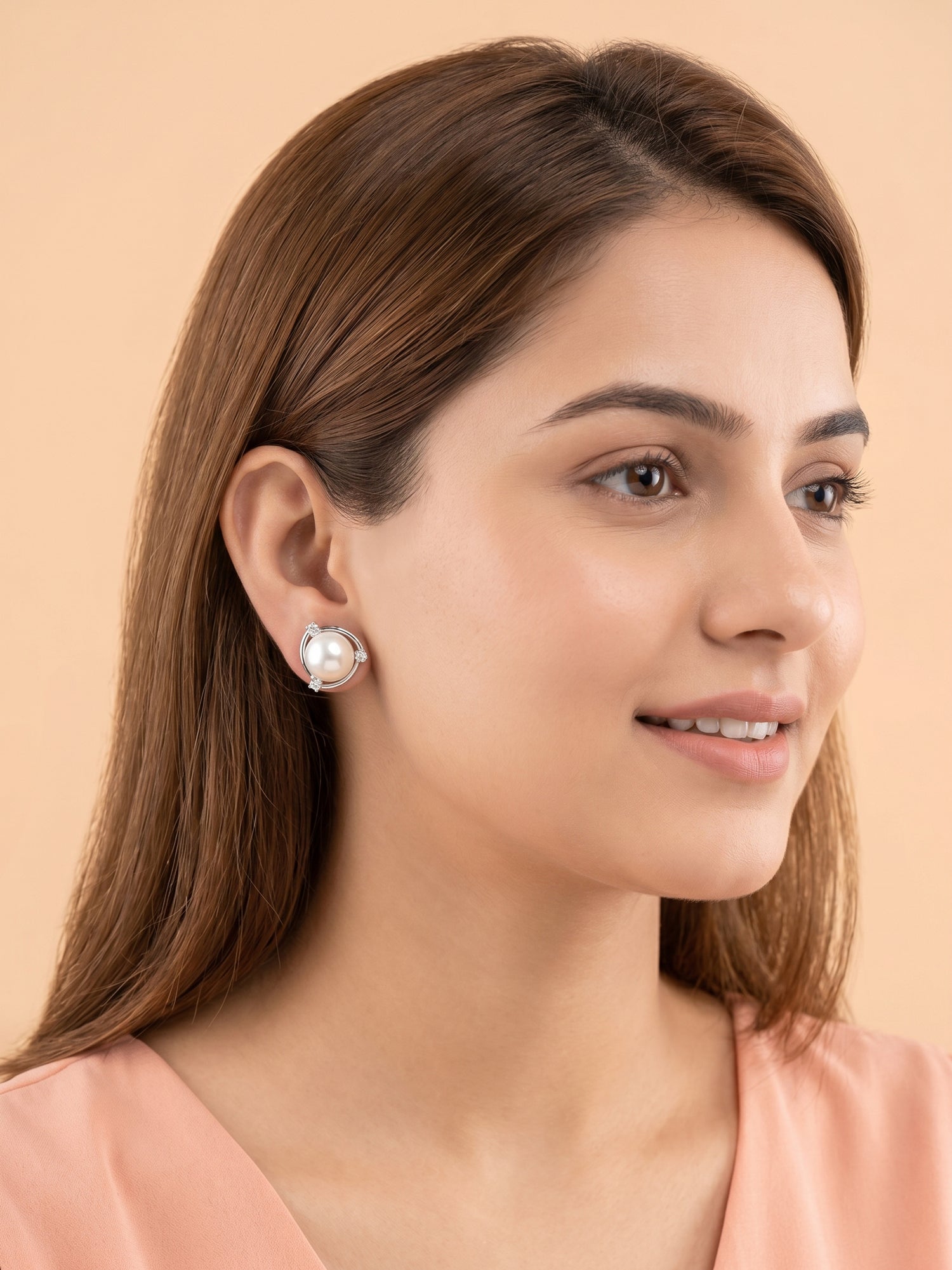 Lustrous Pearl & Pavé CZ Halo Stud Earrings