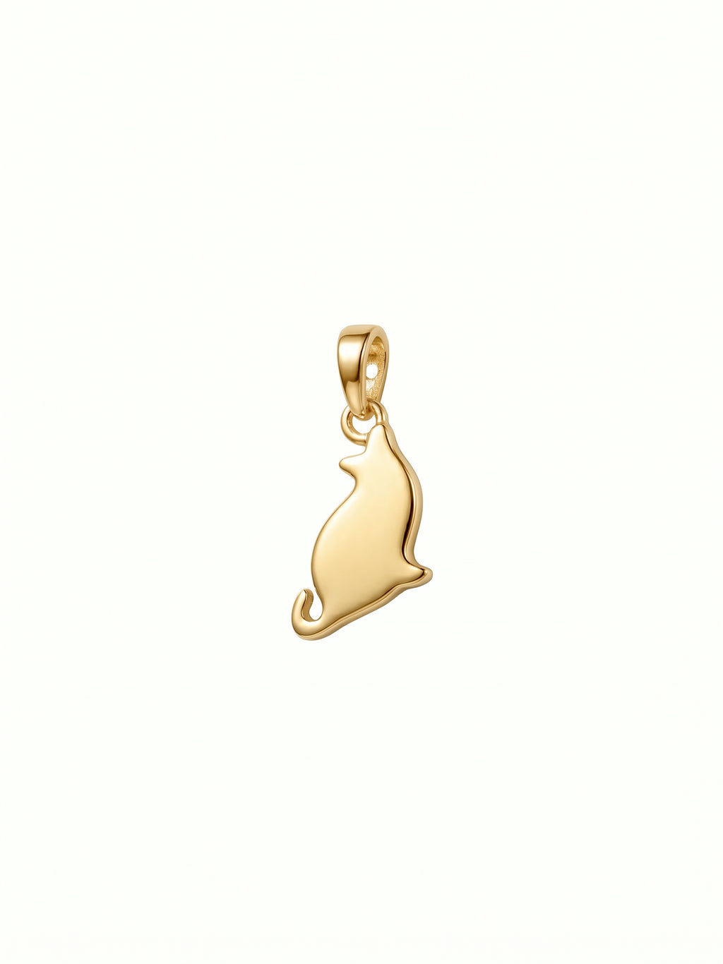 Sitting Cat Silhouette Gold Pendant