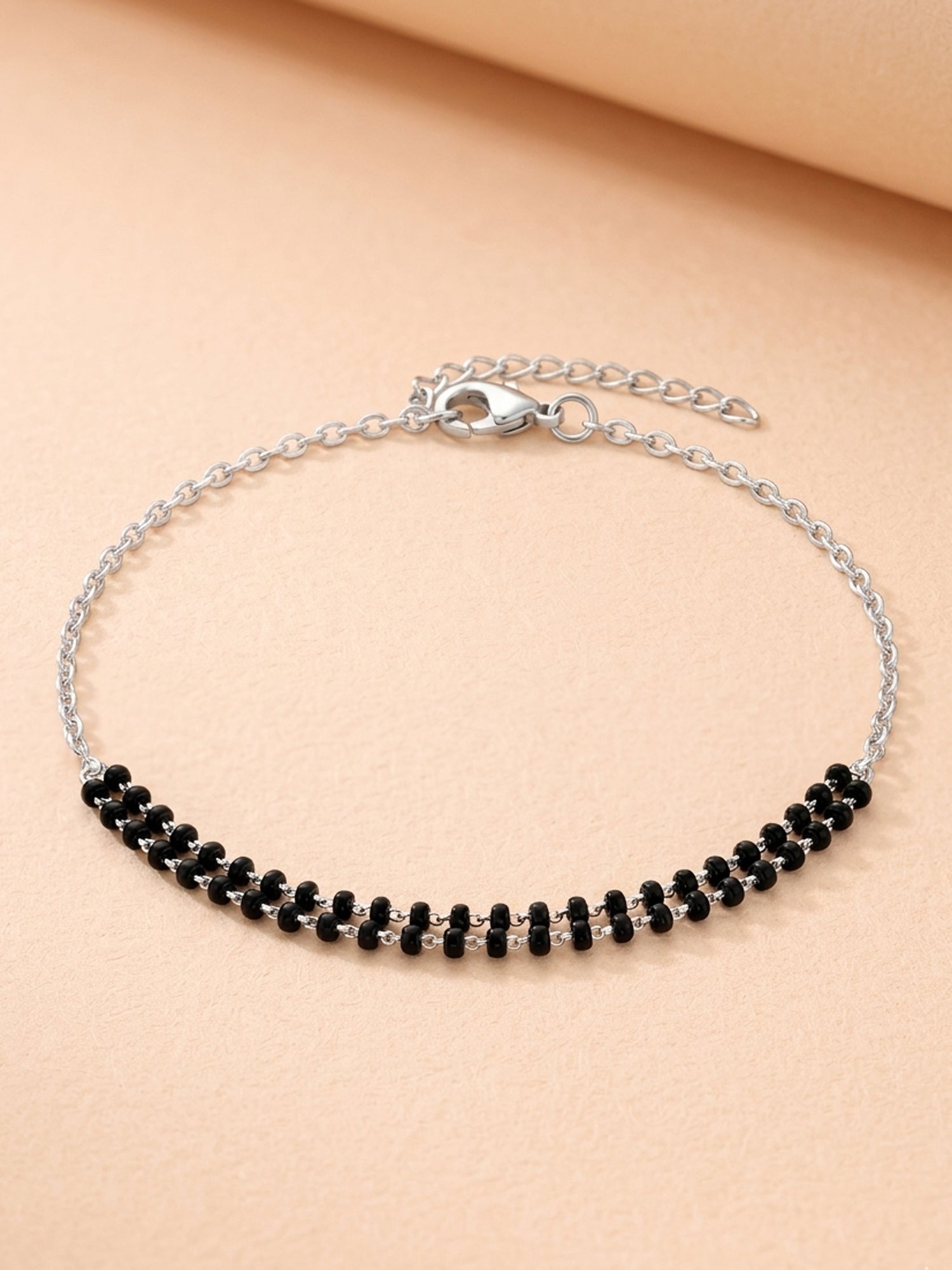 Silver Noir Double-Row Nazariya Bracelet