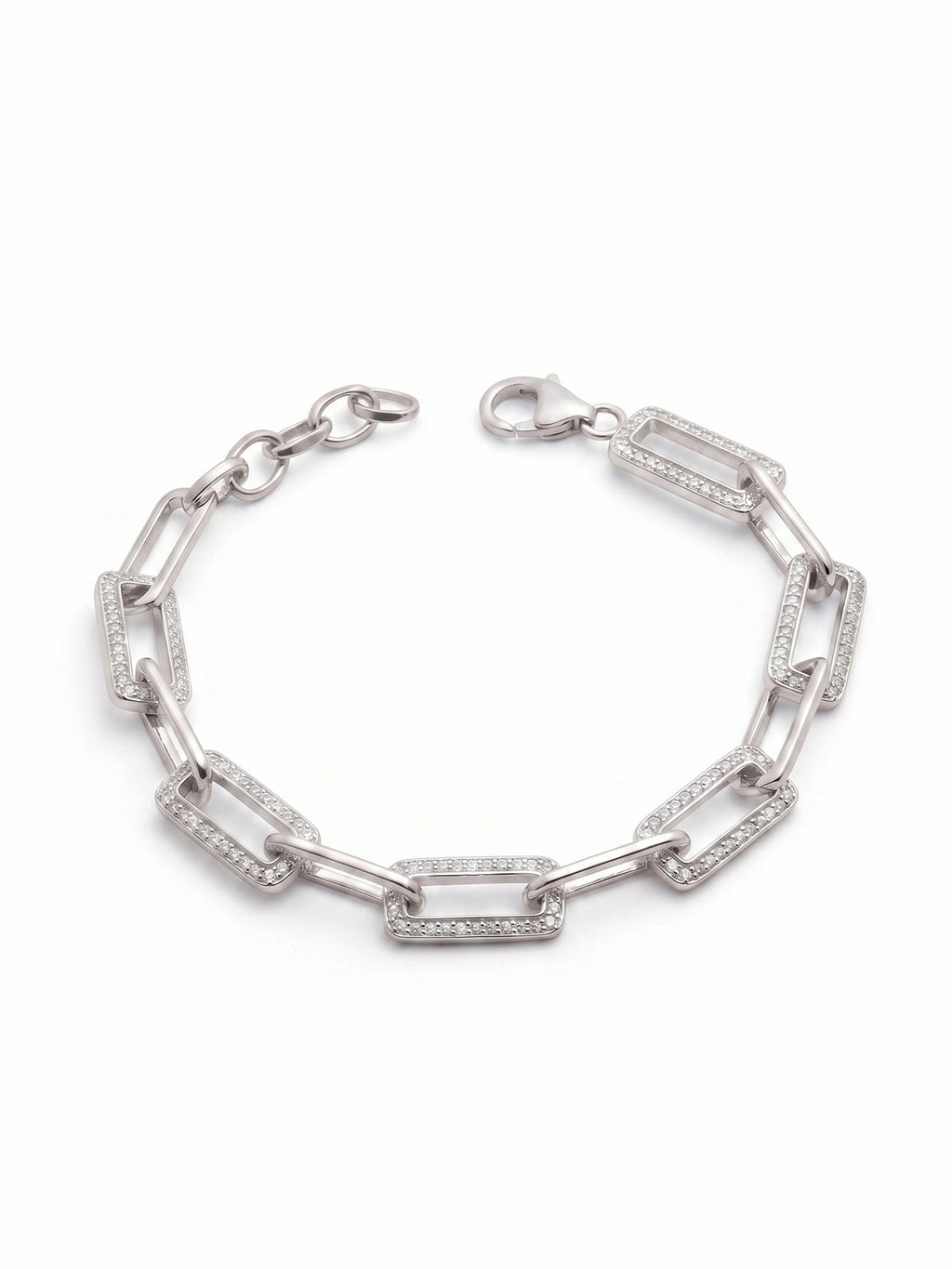 Pavé Paper Clip Chain Bracelet