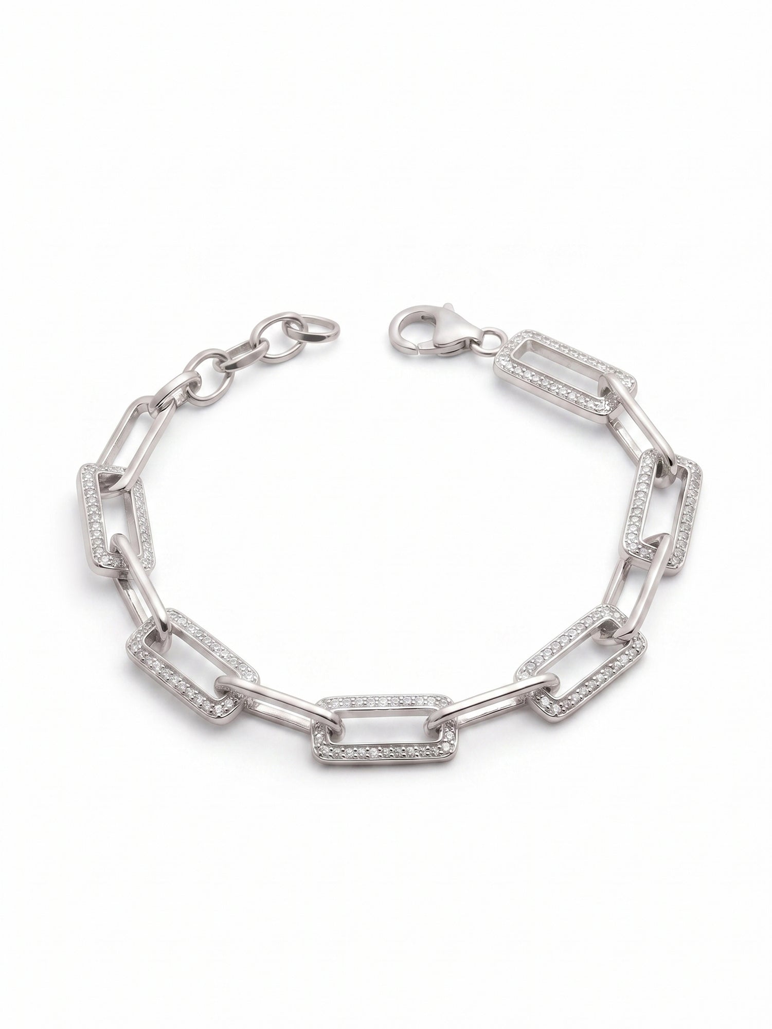 Pavé Paper Clip Chain Bracelet