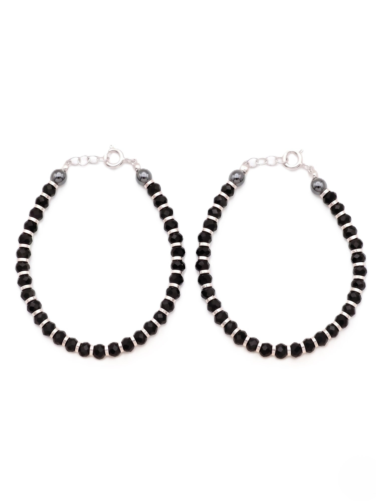 Black Crystal & Hematite Baby Bracelet Set