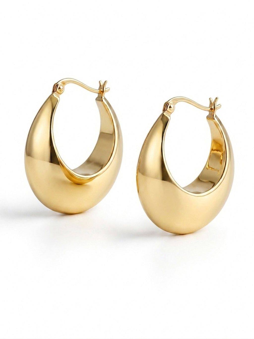 Polished Crescent Dome Hoop Earrings