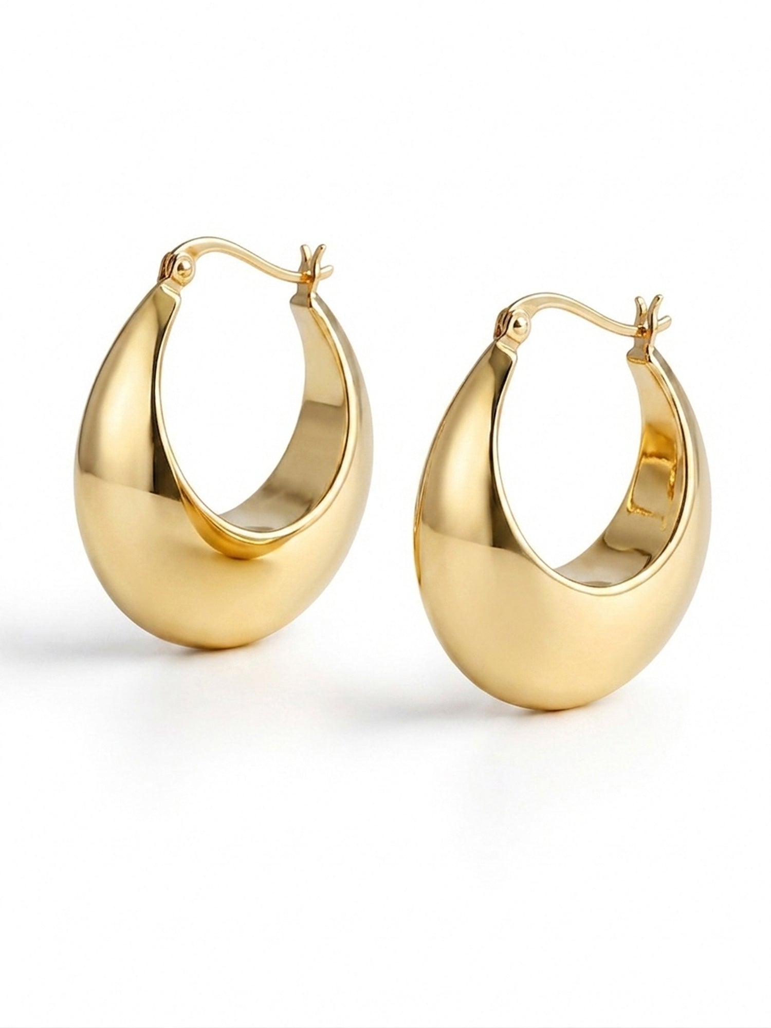 Polished Crescent Dome Hoop Earrings
