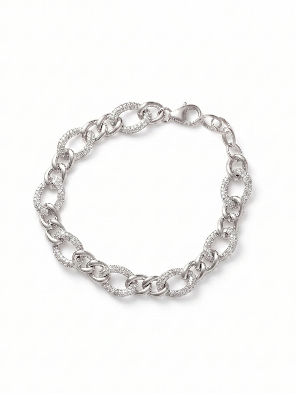 Pavé Alternating Curb Chain Bracelet