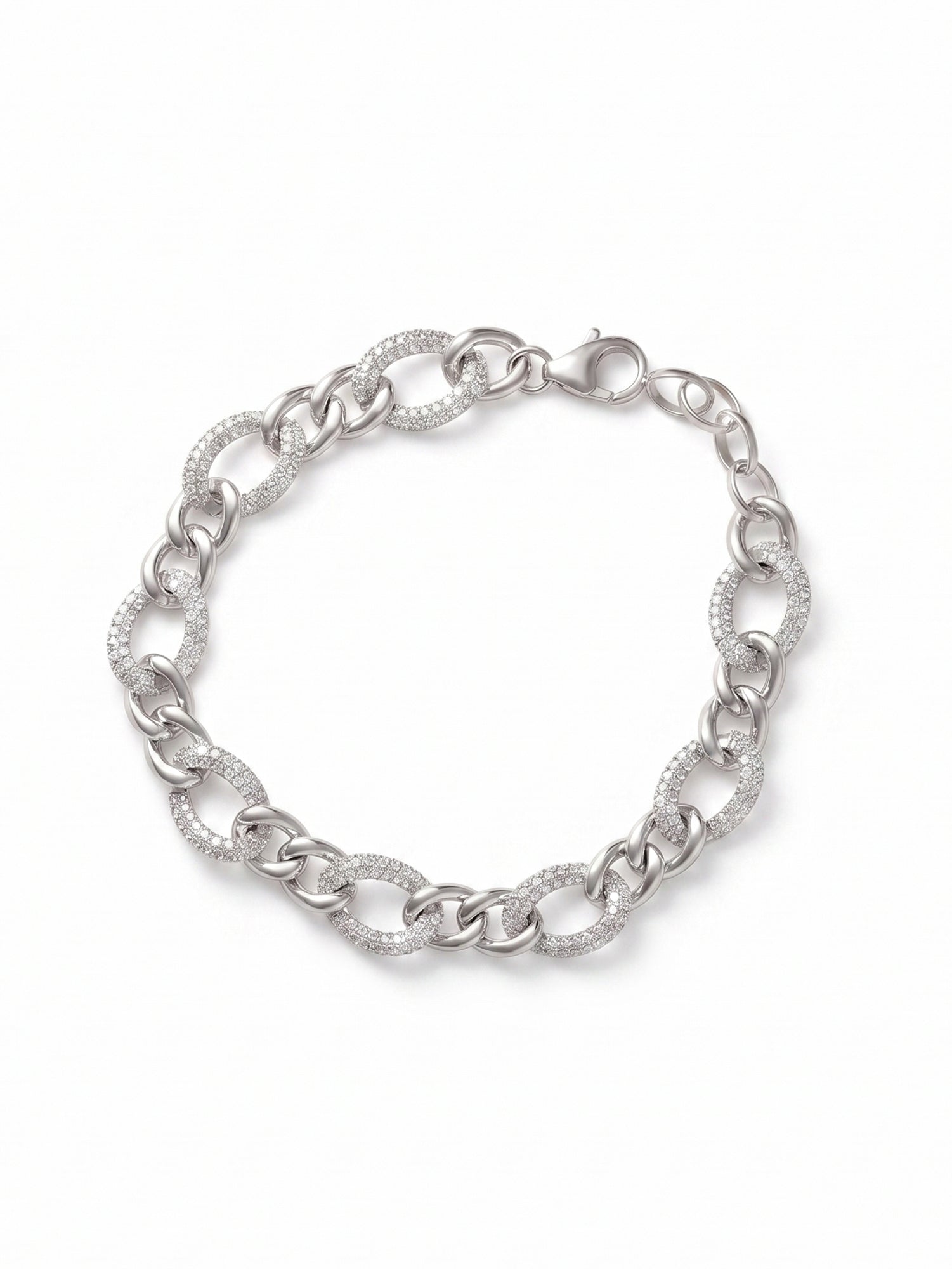 Pavé Alternating Curb Chain Bracelet
