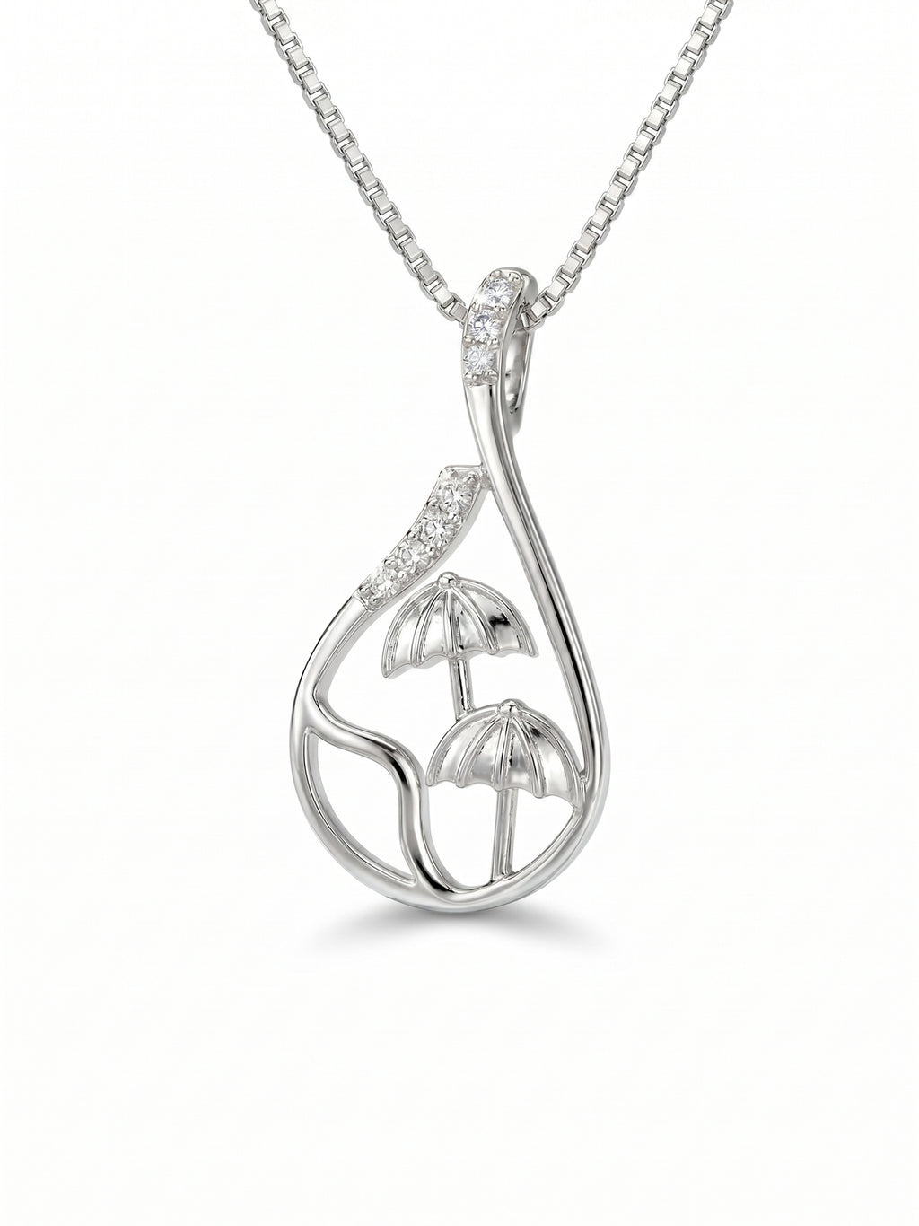 Twin Mushroom Teardrop Pendant Necklace
