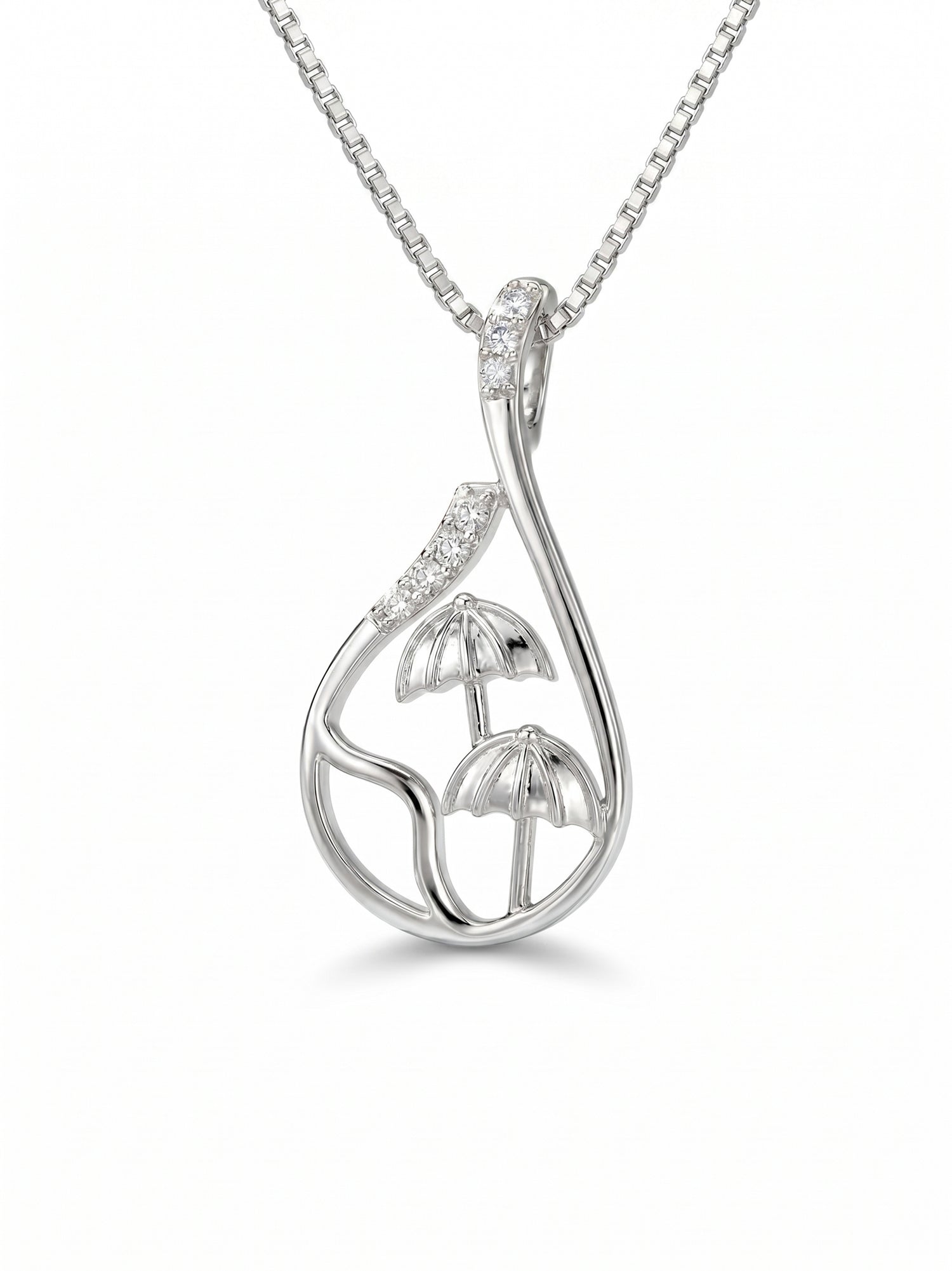 Twin Mushroom Teardrop Pendant Necklace