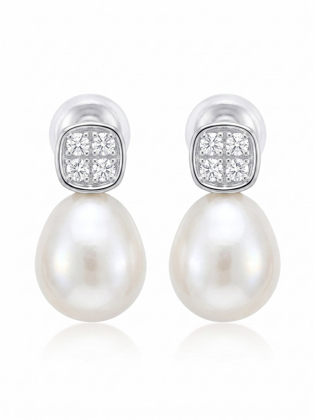 The Royale Teardrop Pearl & Pavé Stud Earrings