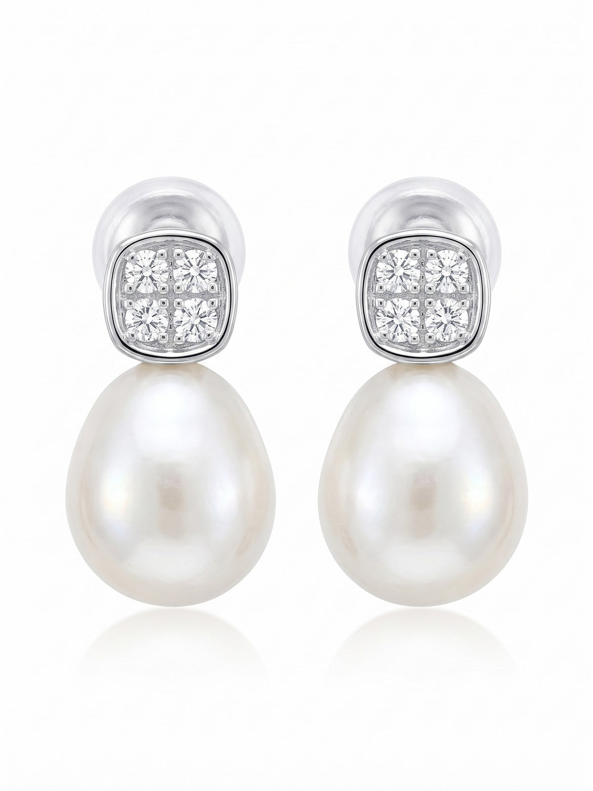 The Royale Teardrop Pearl & Pavé Stud Earrings
