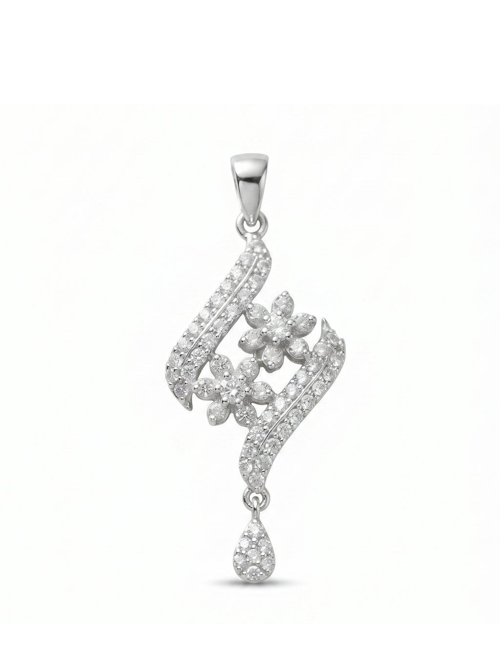 Elegant Floral Wave Teardrop Pendant