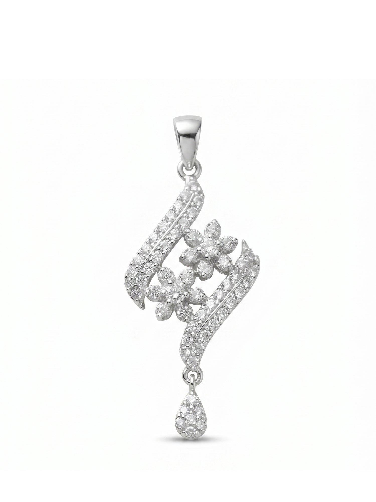 Elegant Floral Wave Teardrop Pendant