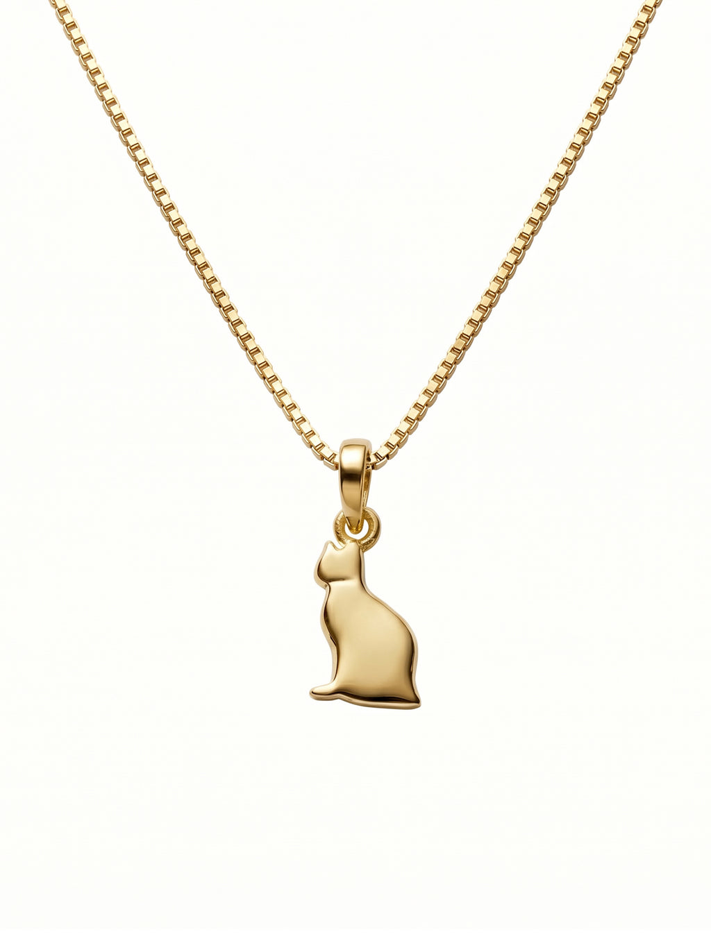 Sitting Cat Silhouette Pendant Necklace for Kids