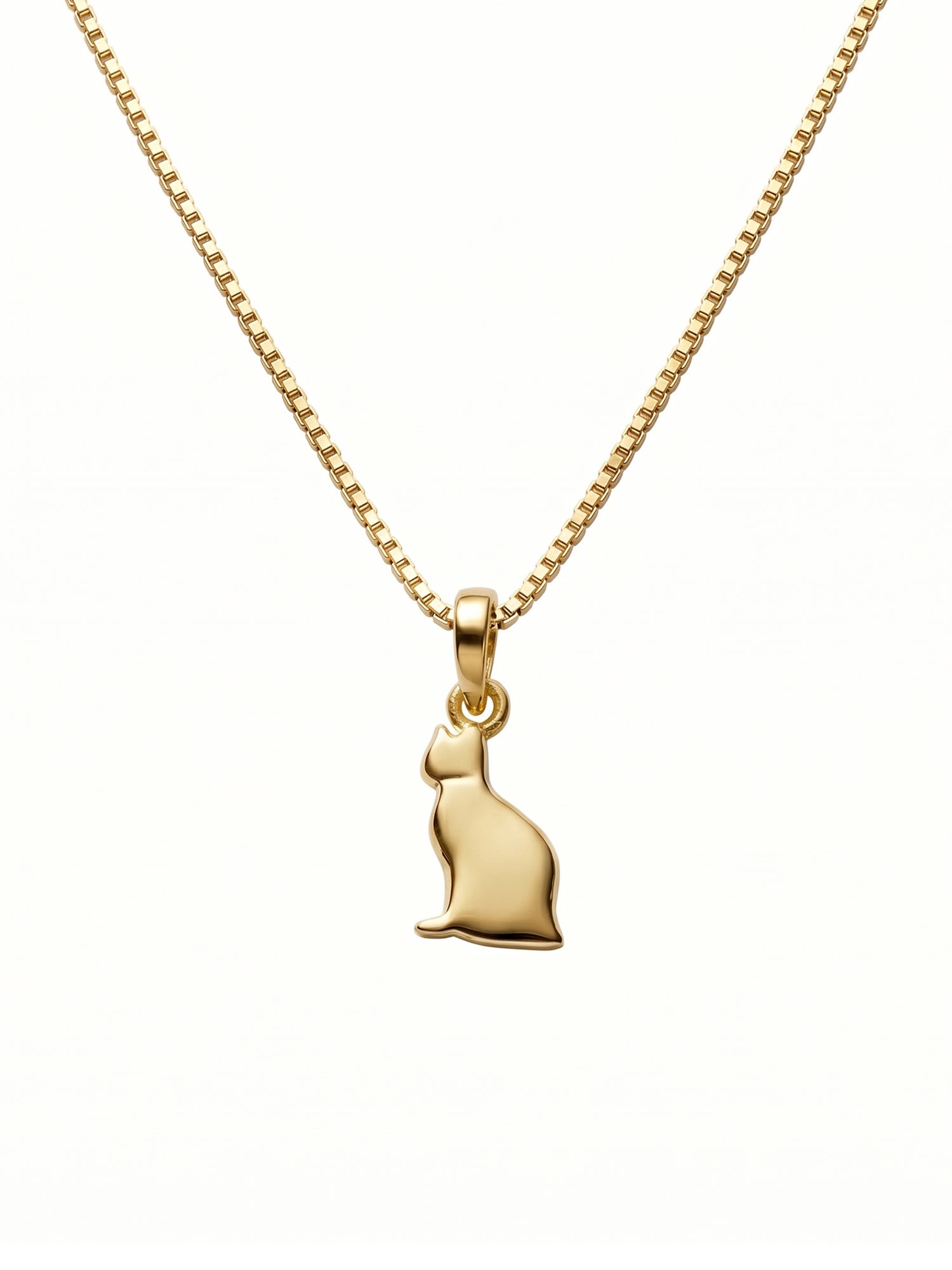 Sitting Cat Silhouette Pendant Necklace for Kids