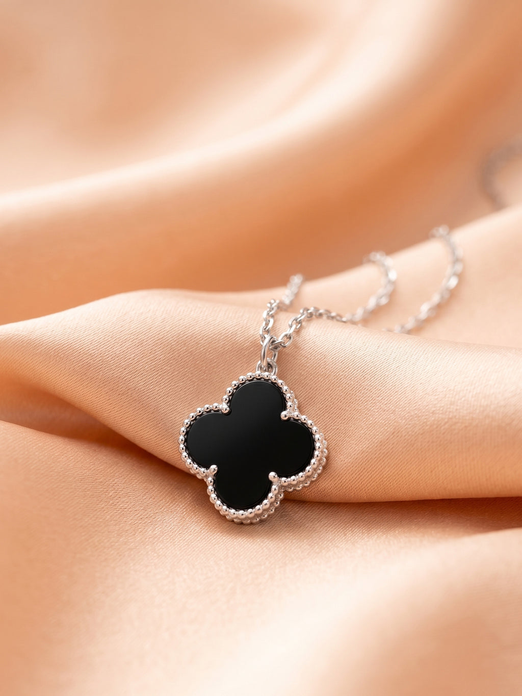 Reversible Pavé CZ & Black Onyx Clover Necklace