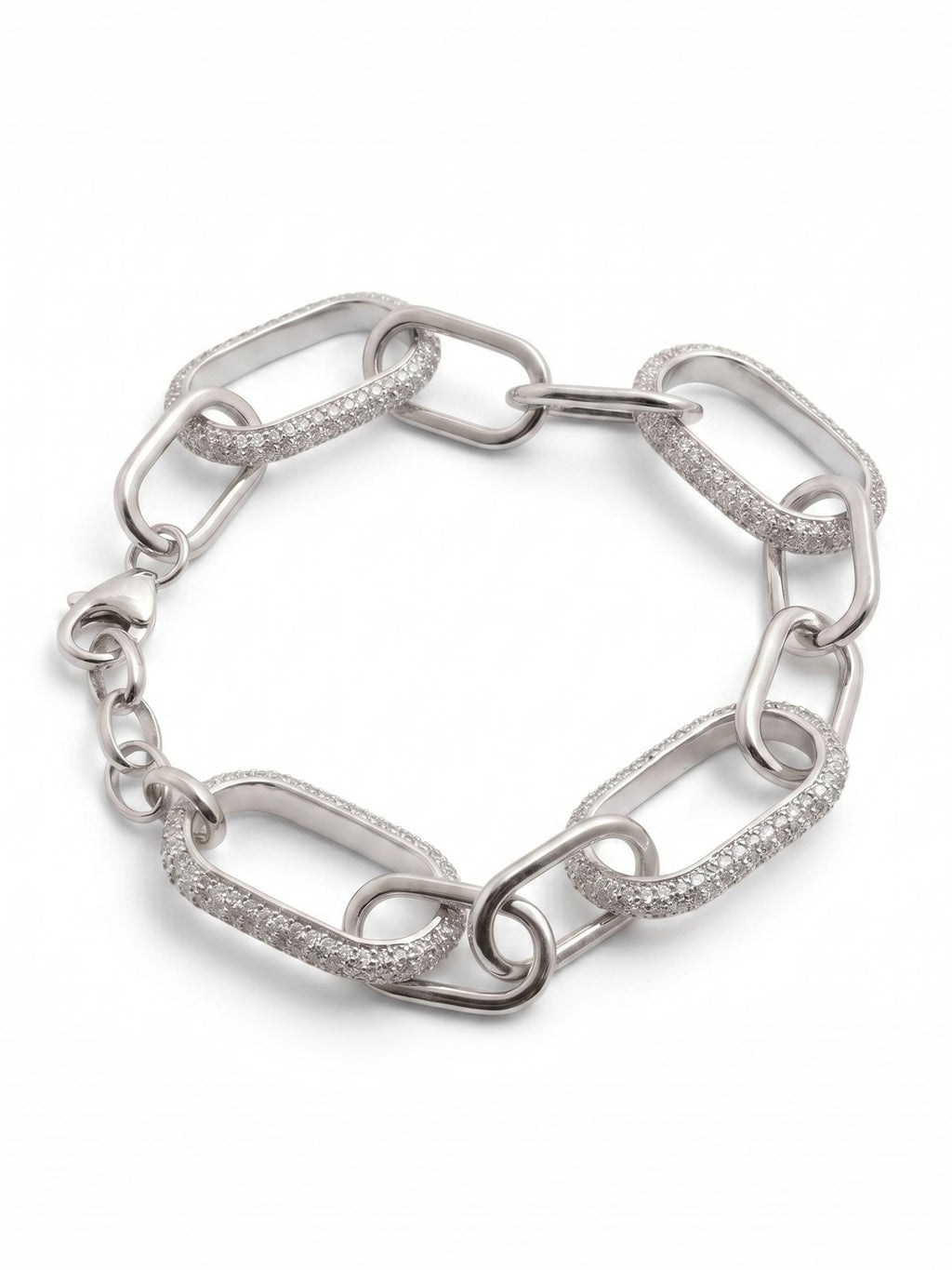 Pavé Alternating Oval Link Chain Bracelet