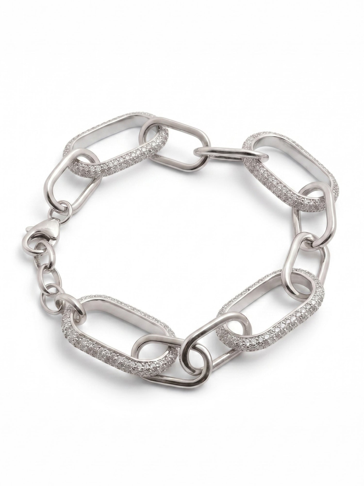Pavé Alternating Oval Link Chain Bracelet