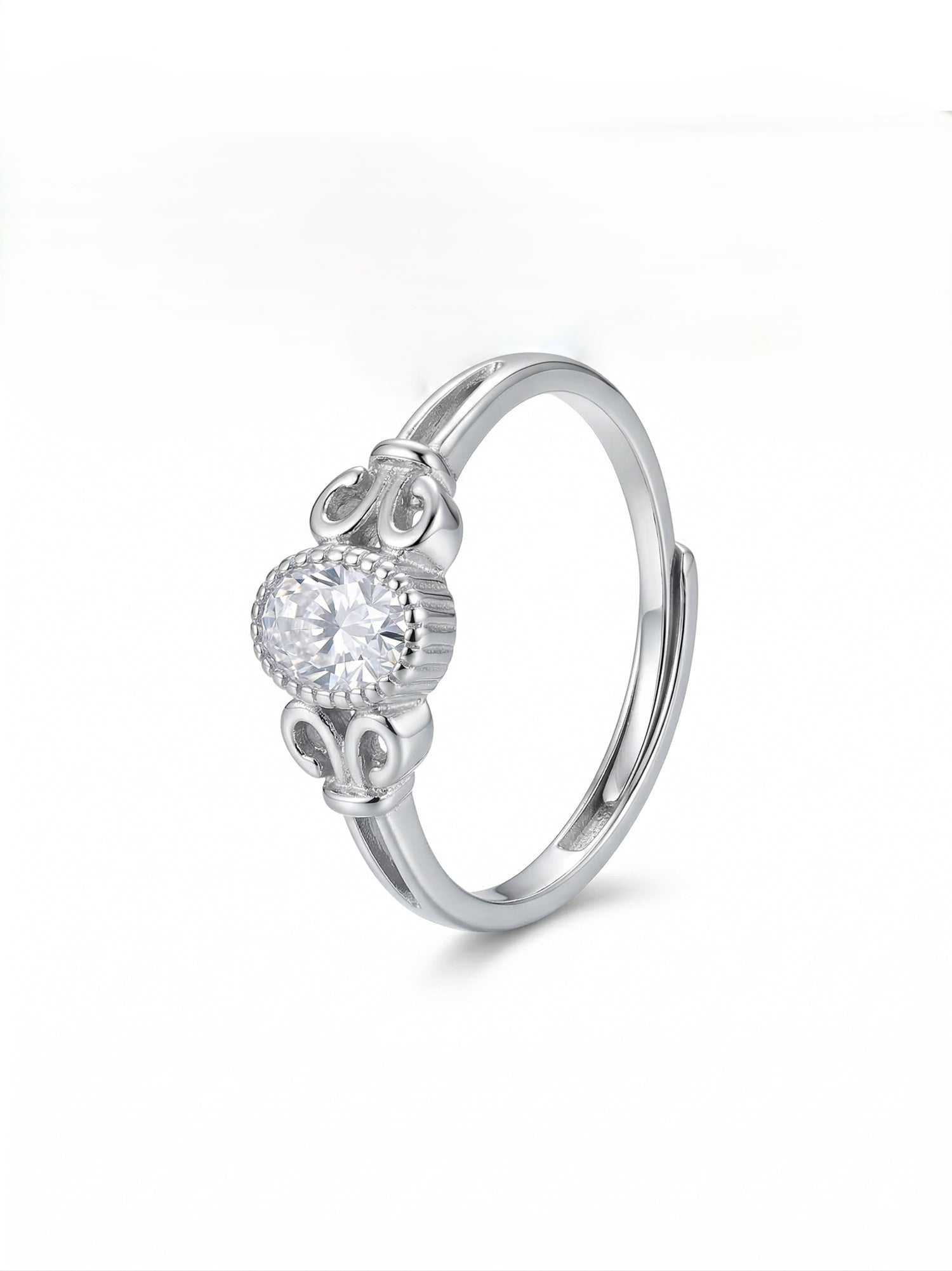 Vintage Scroll Solitaire Ring