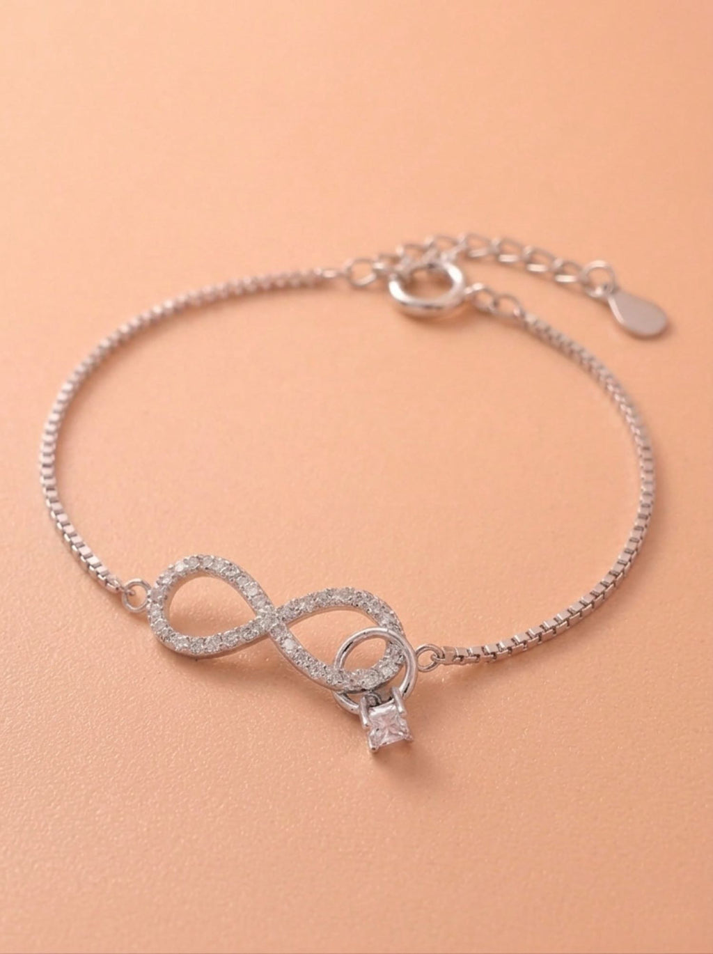 Silver Shimmering Infinity & Radiant Solitaire Bracelet