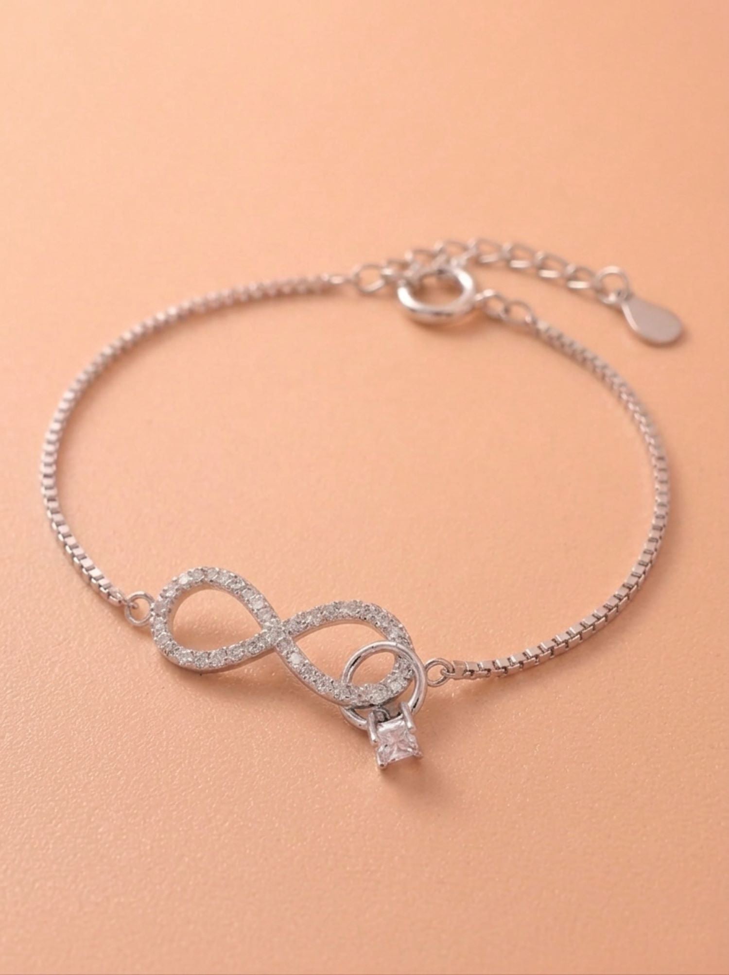 Silver Shimmering Infinity & Radiant Solitaire Bracelet