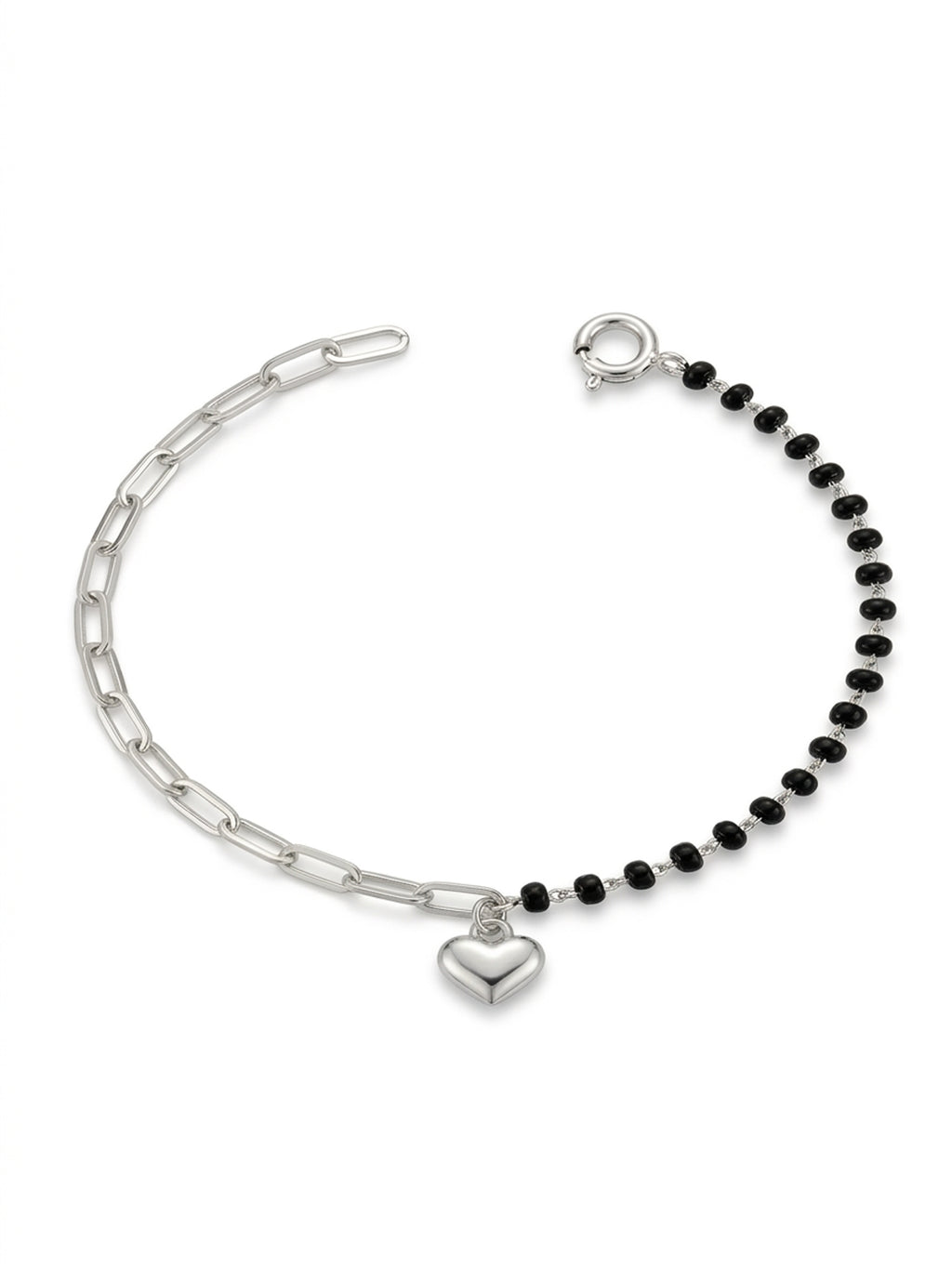 Silver Noir Heart Paperclip Nazariya Bracelet