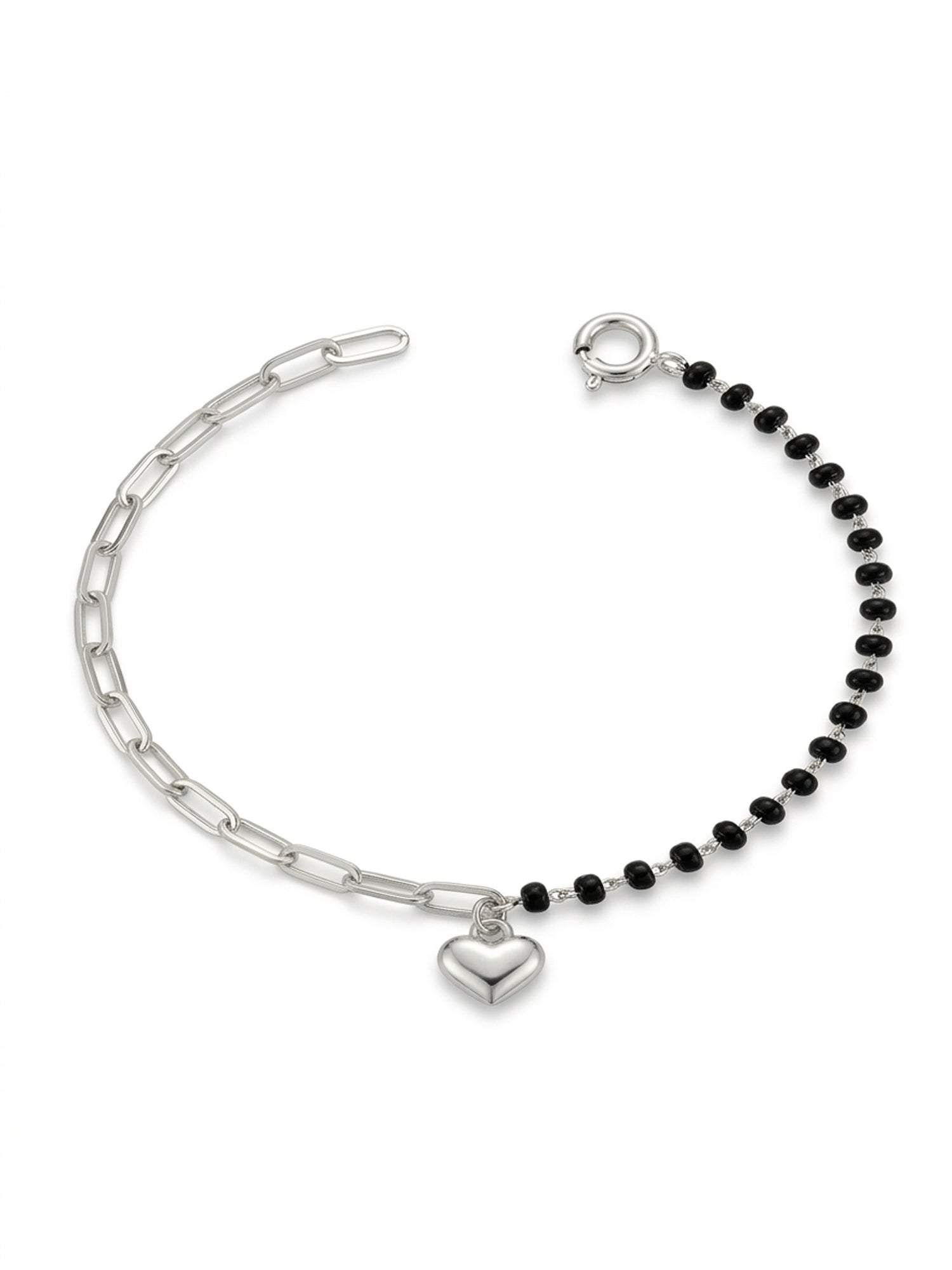 Silver Noir Heart Paperclip Nazariya Bracelet