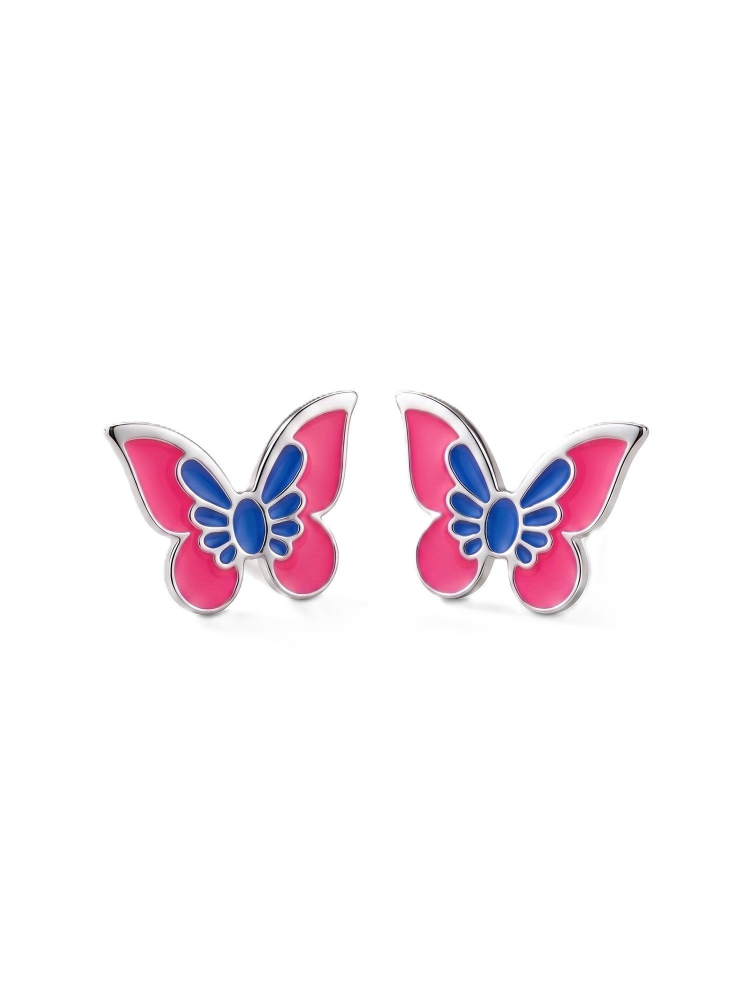 Vibrant Pink & Blue Butterfly Studs