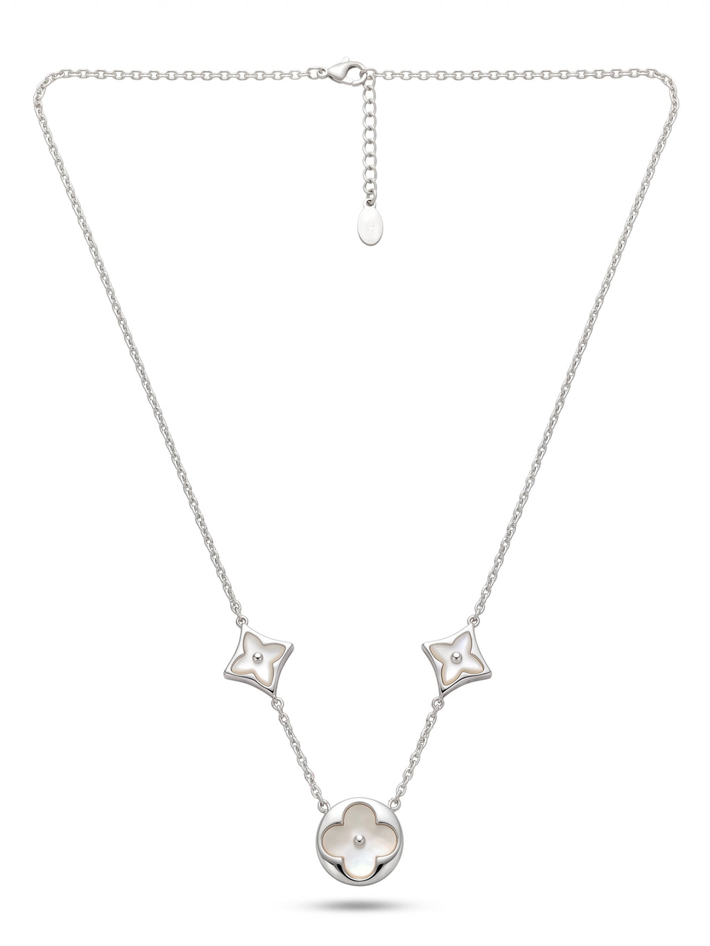 Mother of Pearl Clover & Star Triple Station Necklace