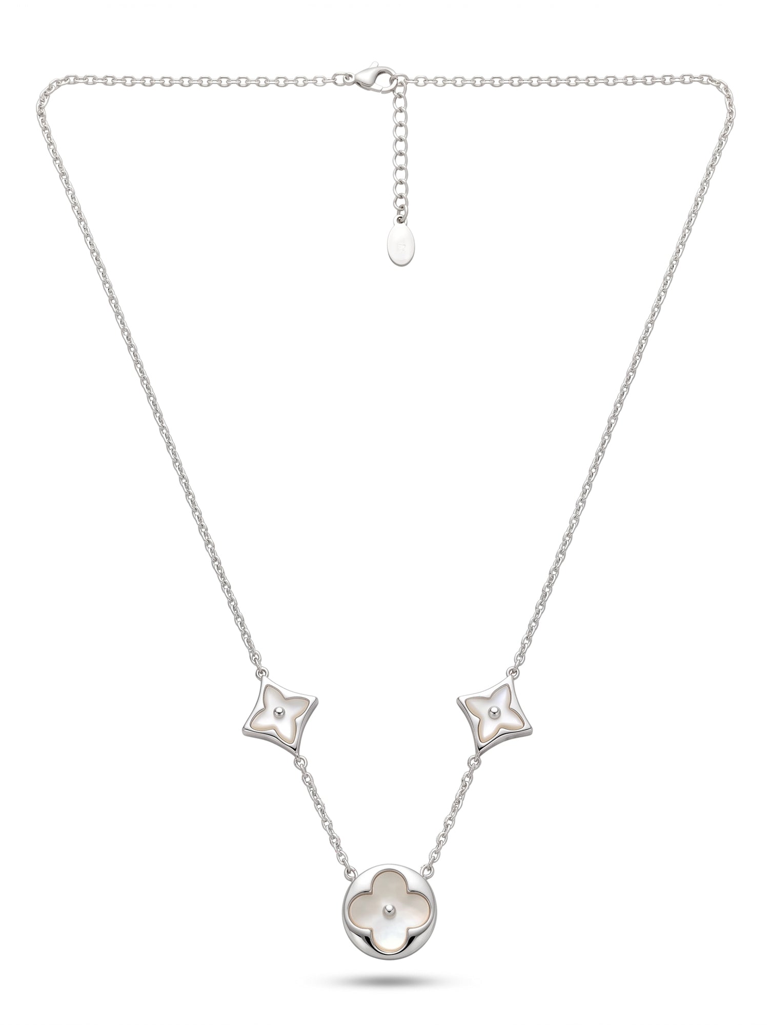 Mother of Pearl Clover & Star Triple Station Necklace