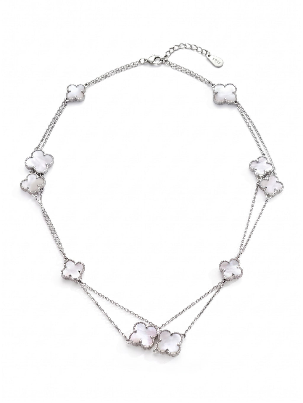 The Layered Luminance Mother-of-Pearl Clover Station Necklace
