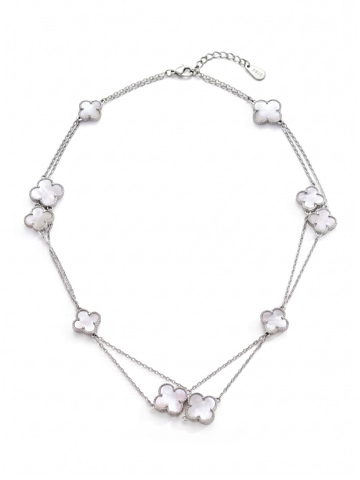 The Layered Luminance Mother-of-Pearl Clover Station Necklace