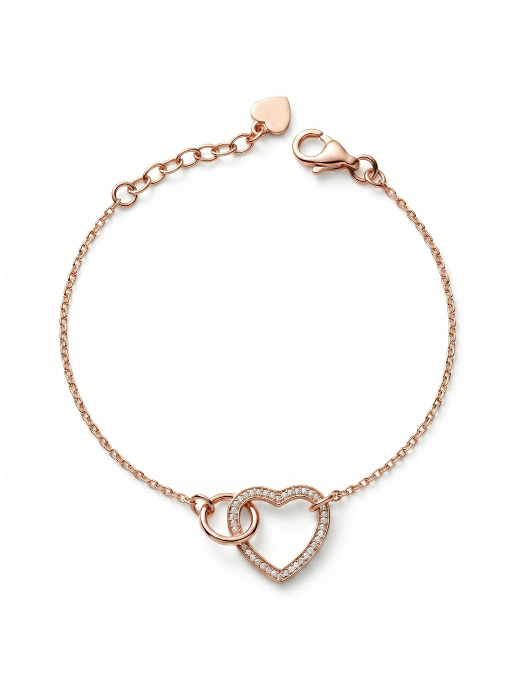 Pavé Interlocking Heart & Circle Chain Bracelet