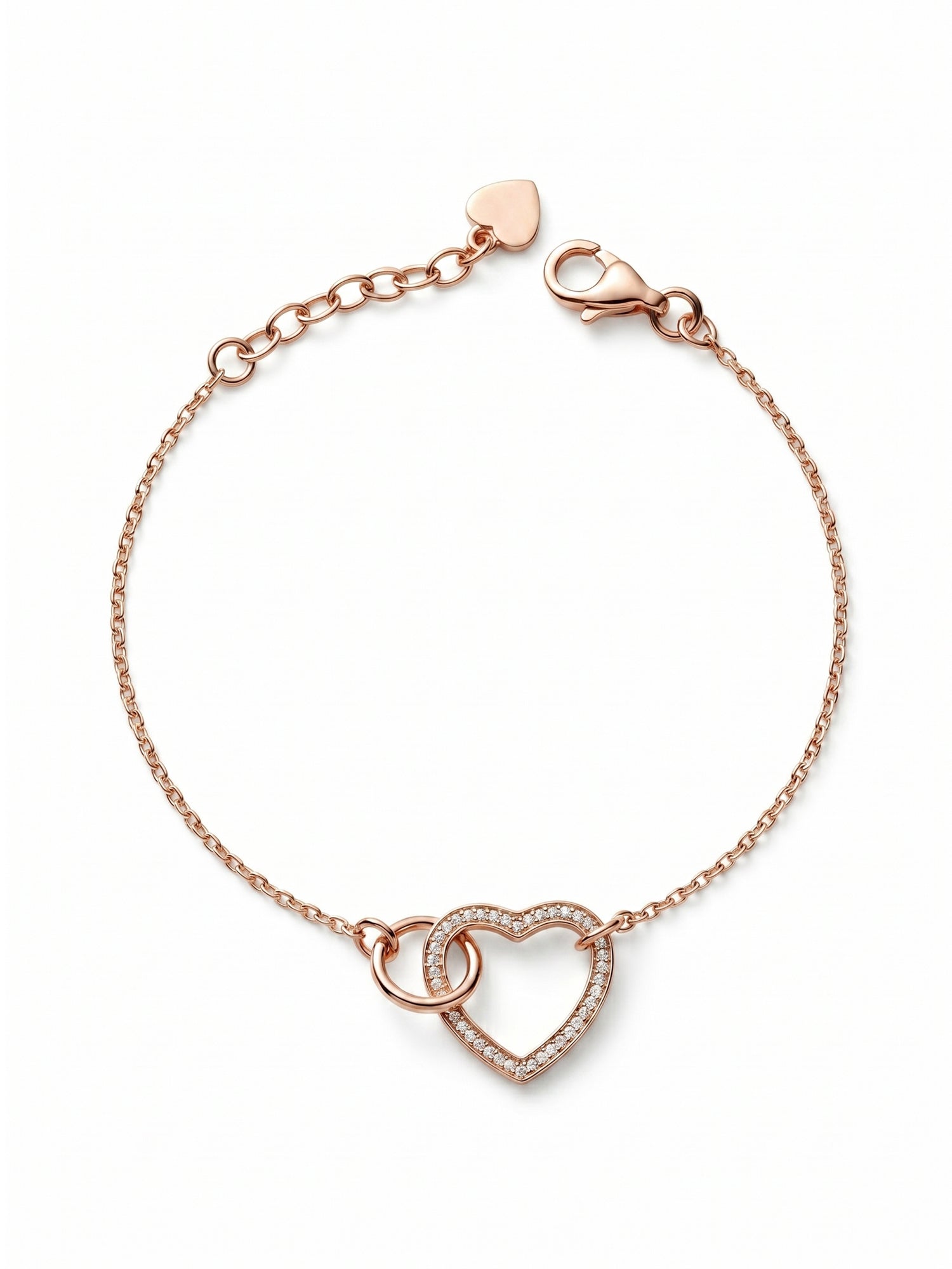 Pavé Interlocking Heart & Circle Chain Bracelet