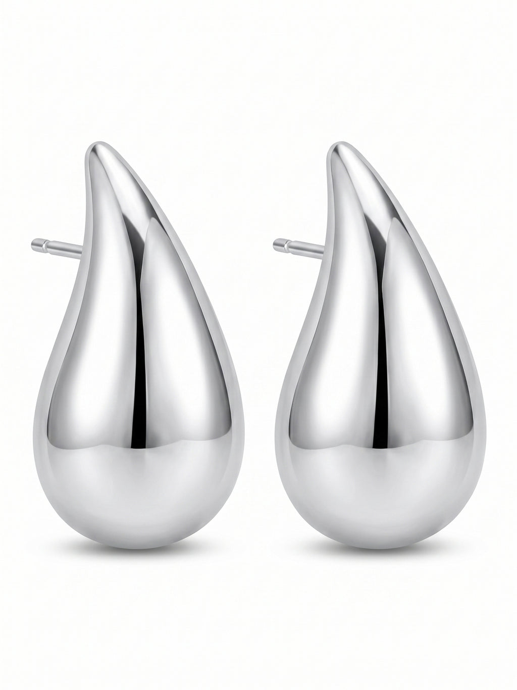 Silver Gleam Teardrop Studs