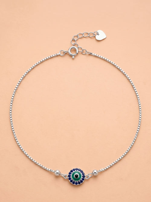 Sapphire Guard Evil Eye Anklet in 925 sterling silver — 925 Siller