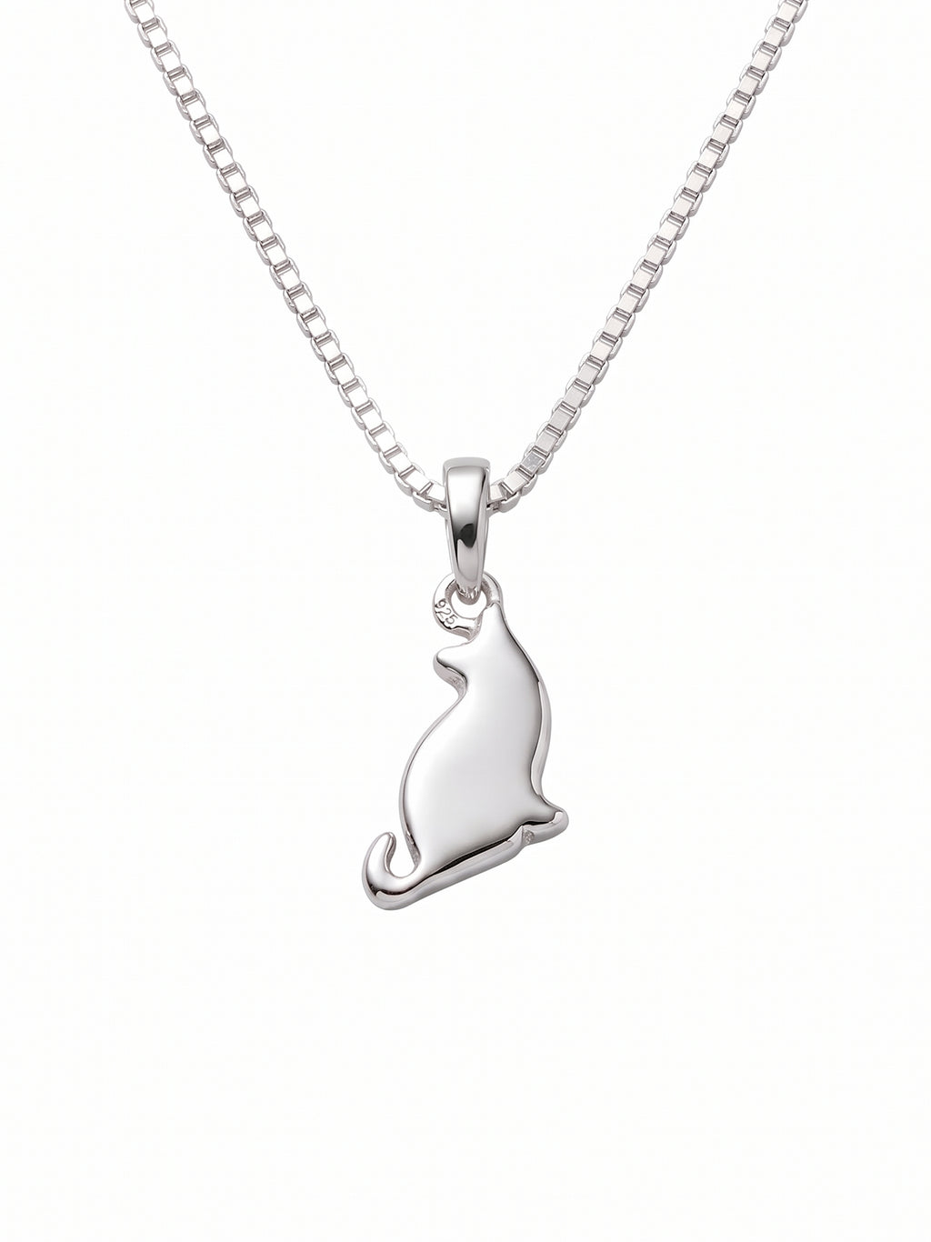 Kids Polished Sitting Cat Pendant Necklace