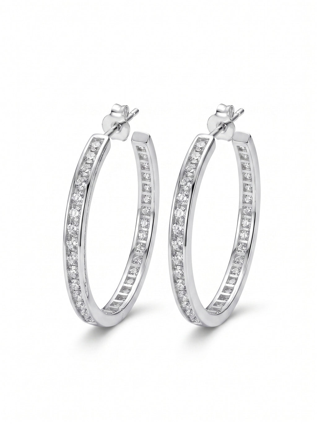 Channel-Set Zirconia Open Hoops