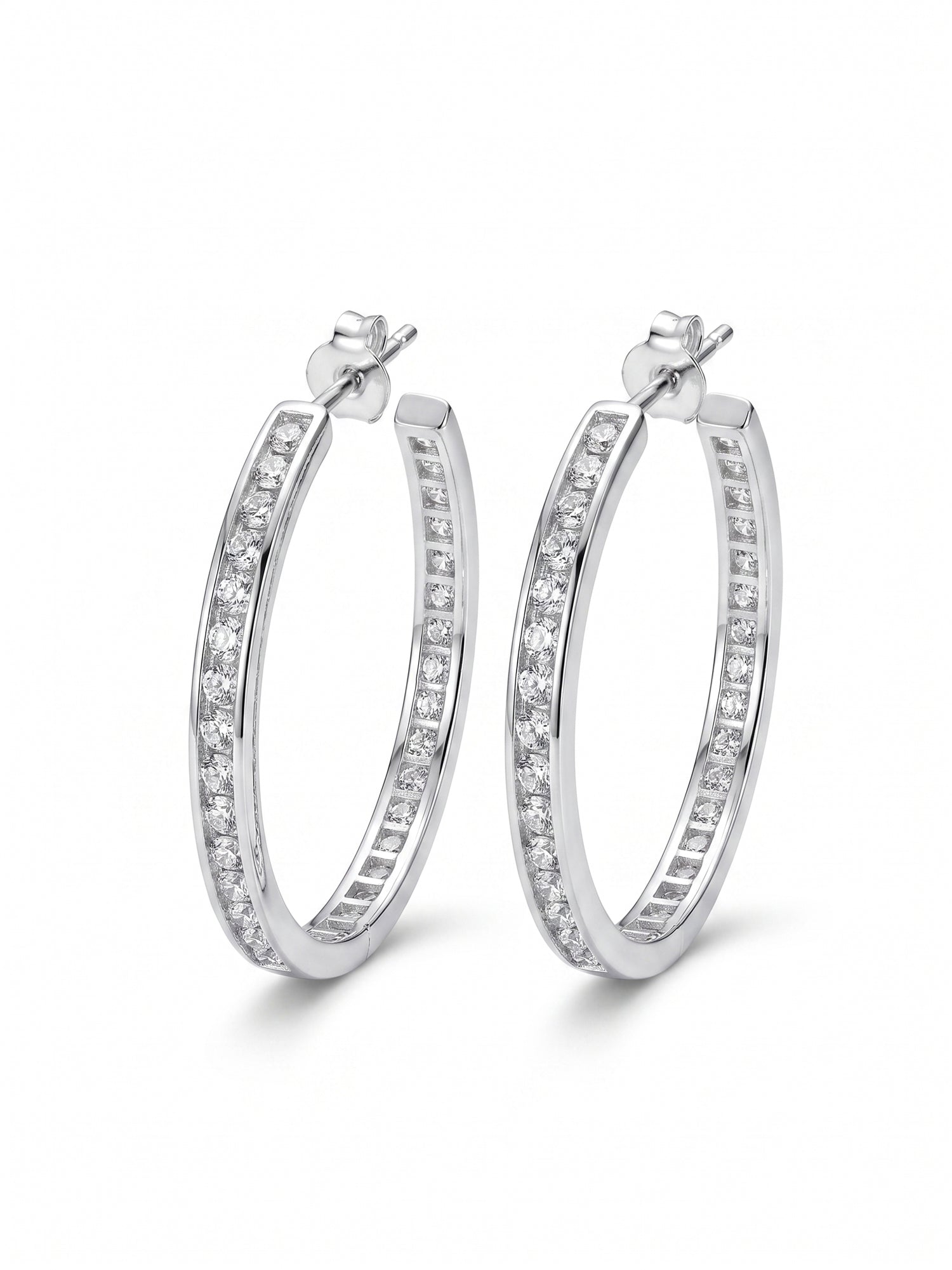 Channel-Set Zirconia Open Hoops