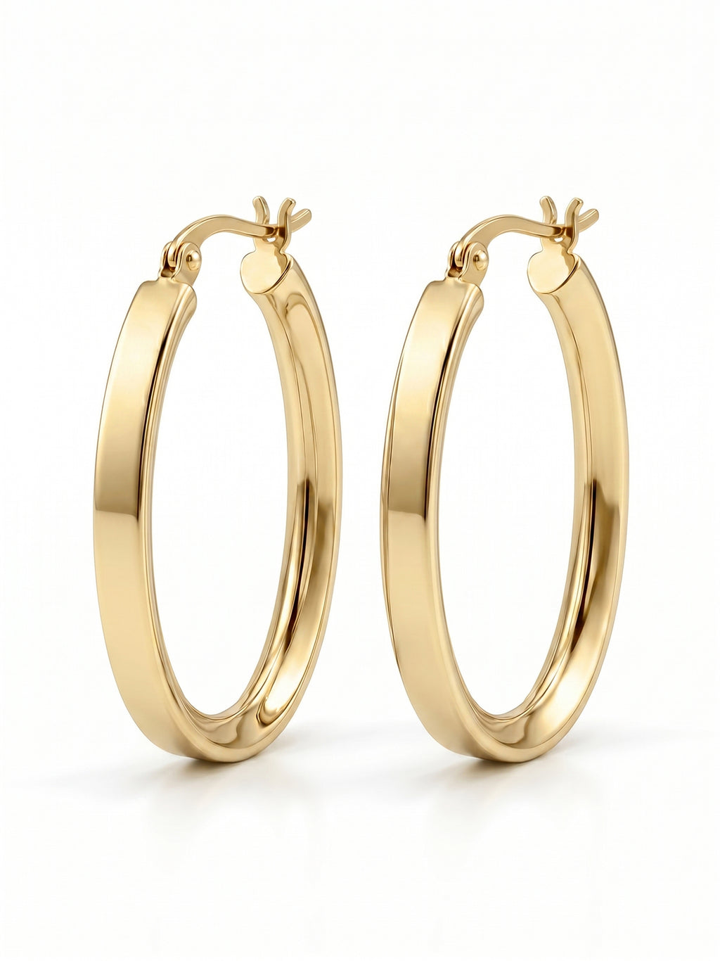 Polished Oval Tube Hoop Earrings