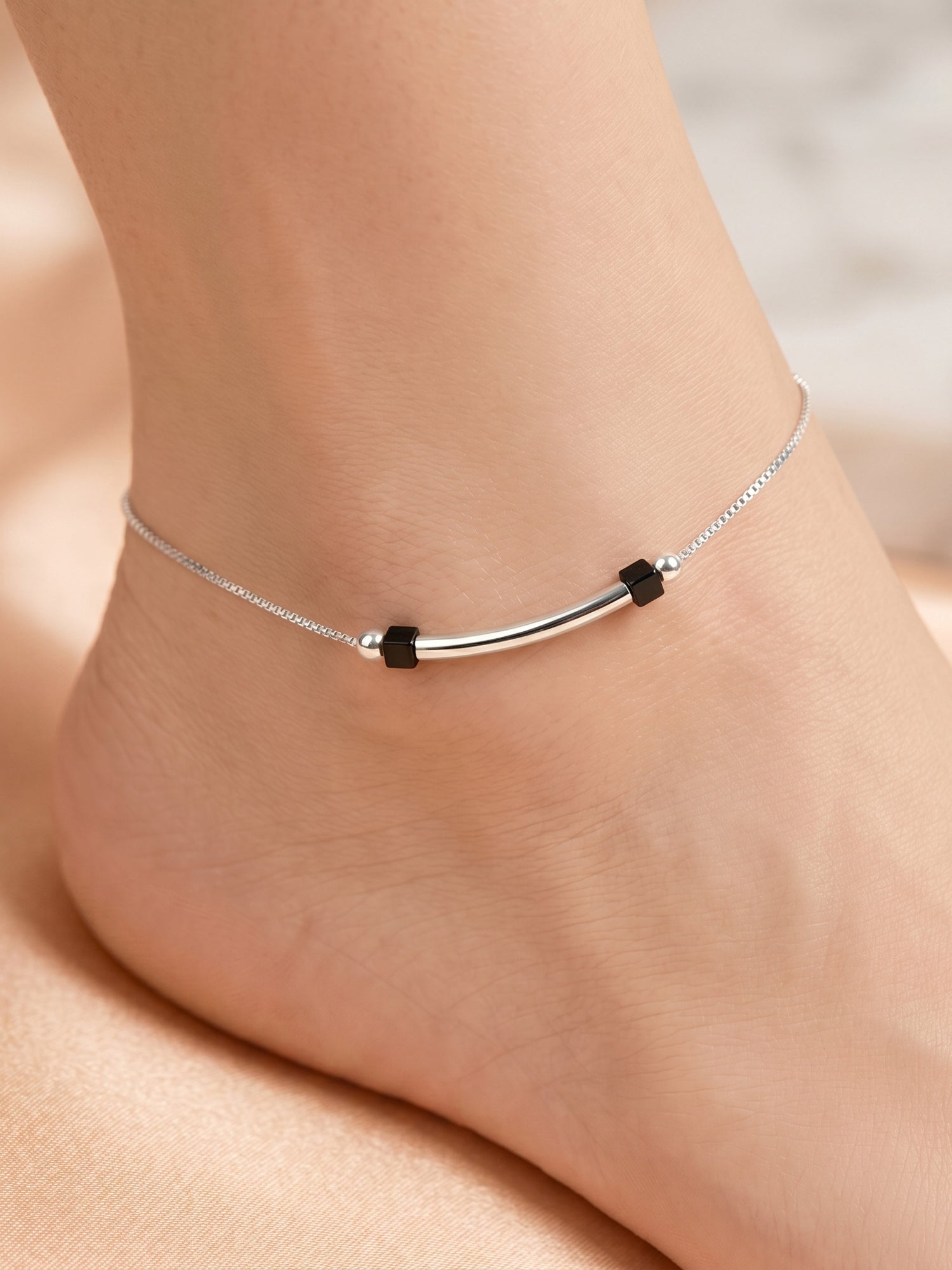 Celestial Arc Box Chain Anklet Pair