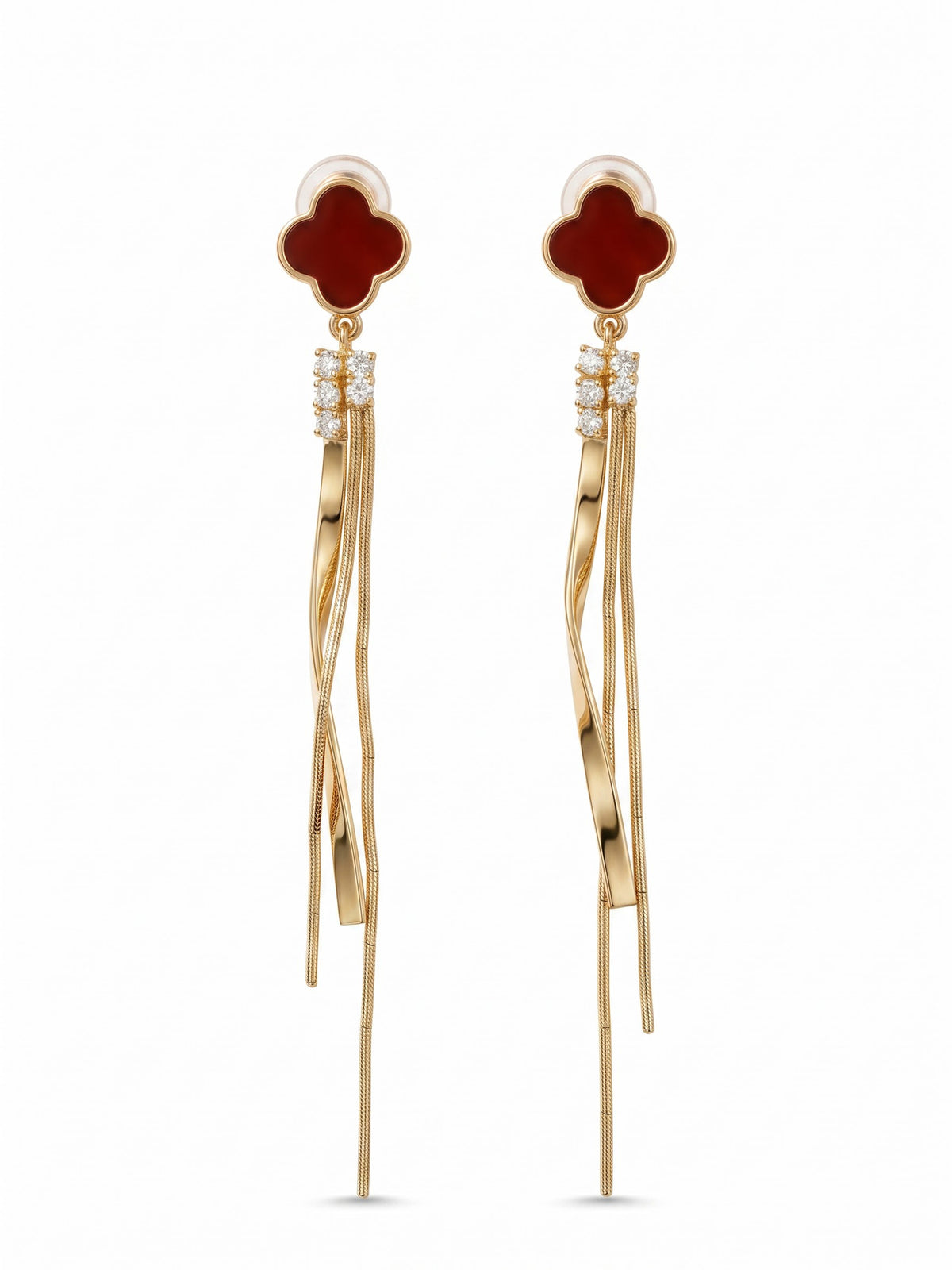 The Scarlet Clover Cascading Tassel Drop Earrings
