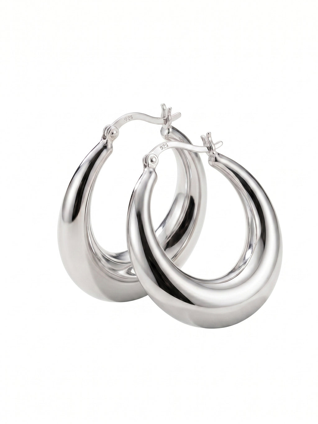 Mirror-Glaze Crescent Hoops