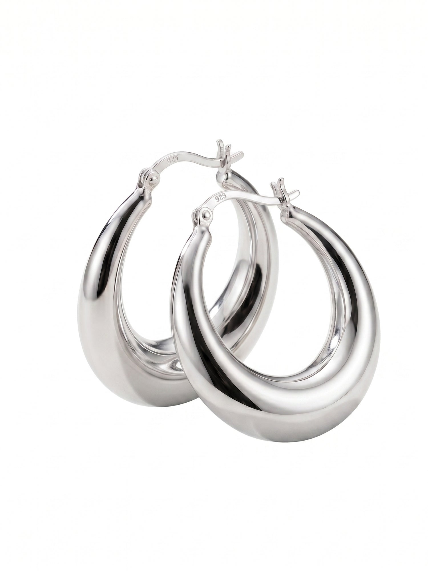 Mirror-Glaze Crescent Hoops