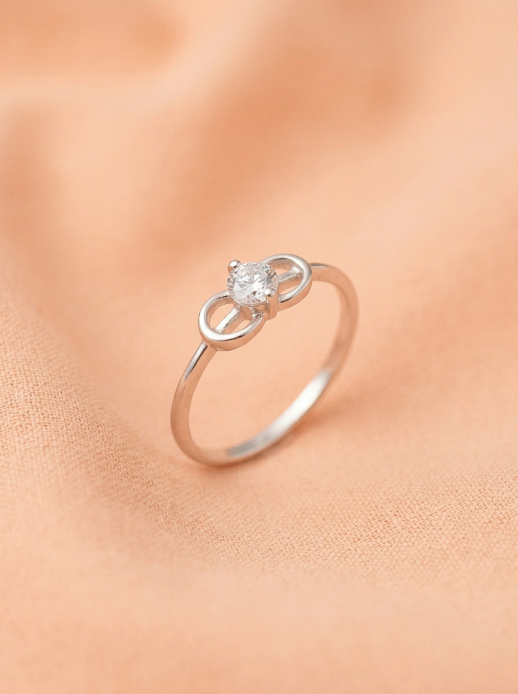 Silver Infinity Sparkle Solitaire Ring