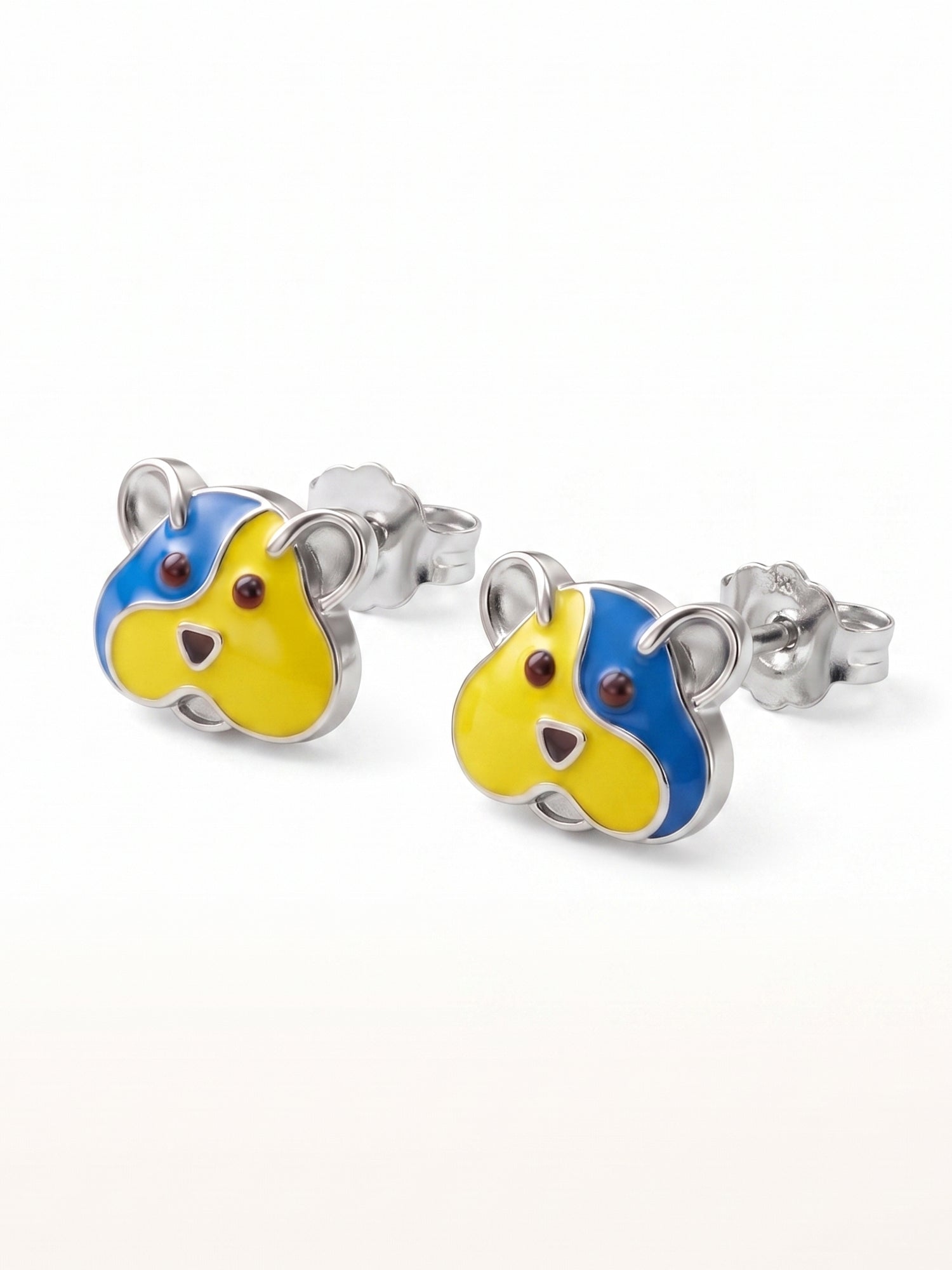 Playful Two-Tone Bear Studs