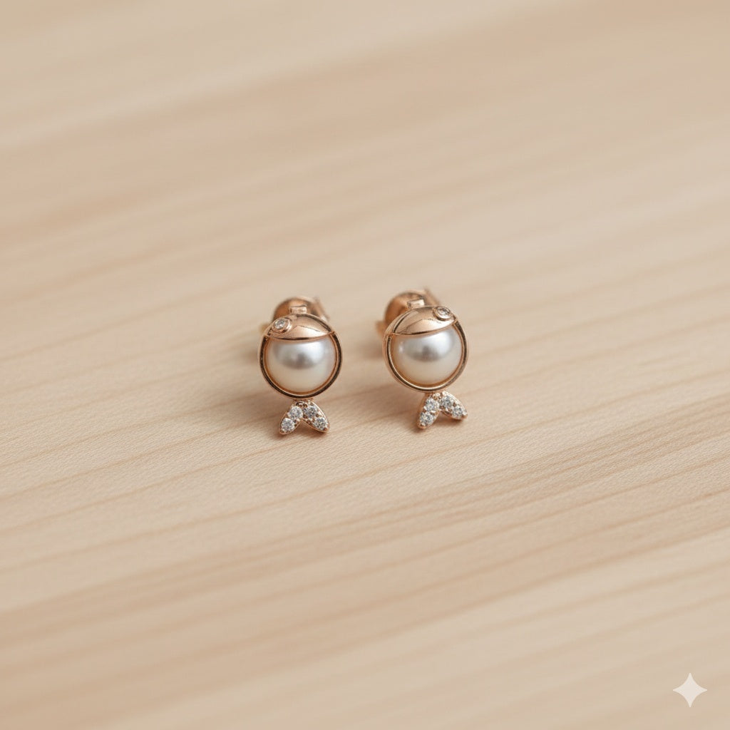 Gilded Oceanic Pearl Studs