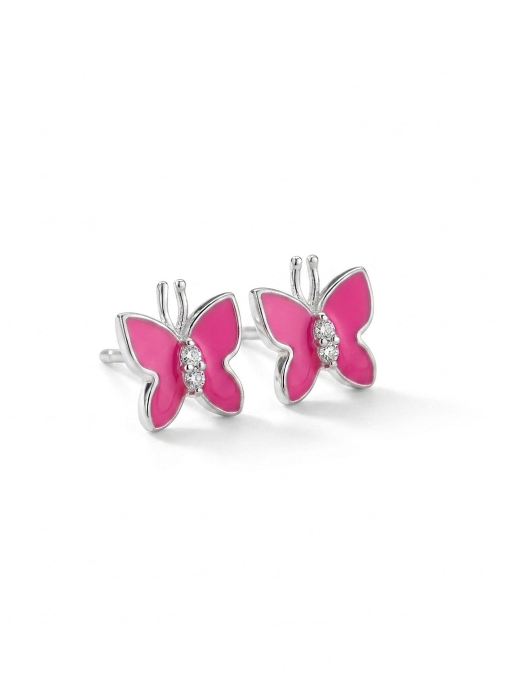 Sparkling Magenta Butterfly Studs